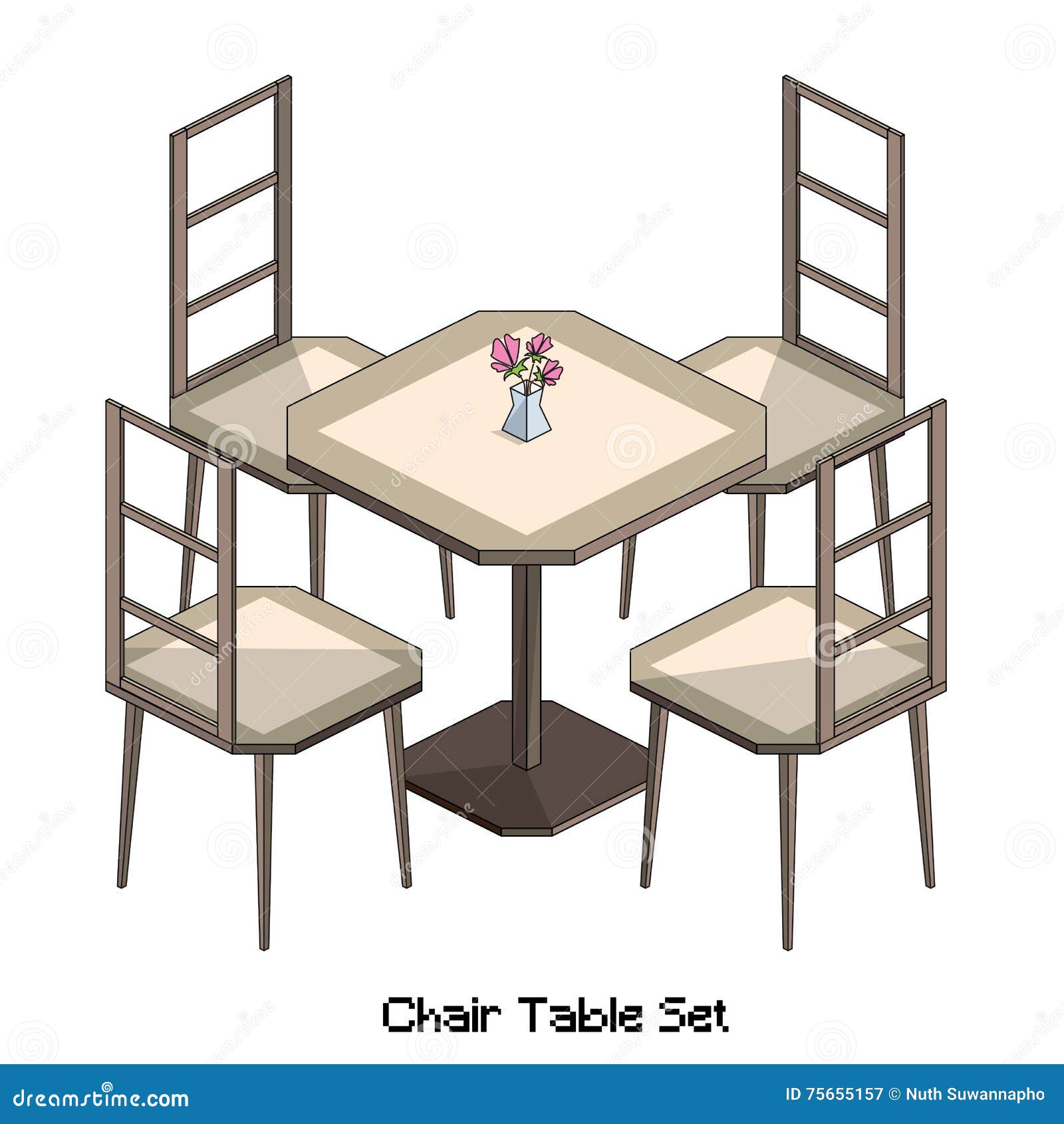 Isometric chair table set stock vector. Illustration of living 75655157