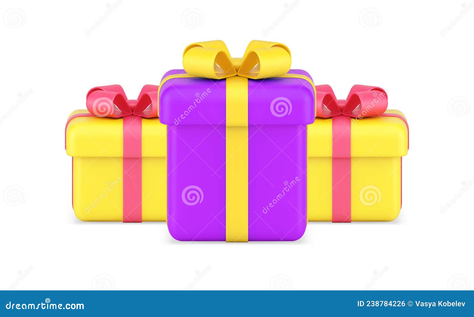 Composition From Three 3d Golden Or Brass Pistol Cartridges. Isolated Realistic On White