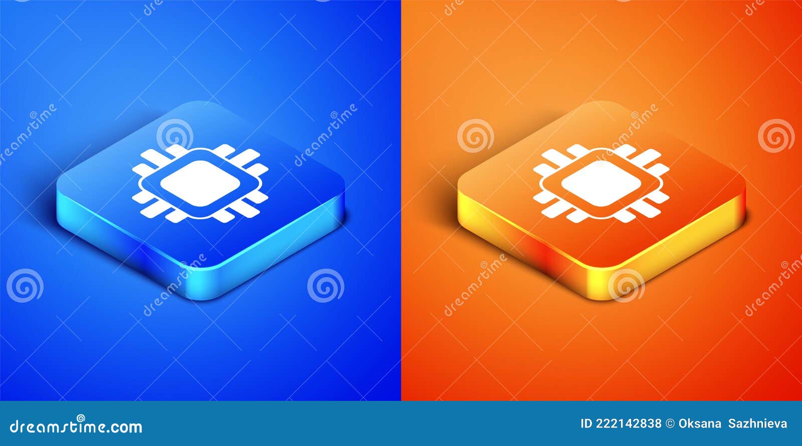 Isometric Computer Processor with Microcircuits CPU Icon Isolated on ...