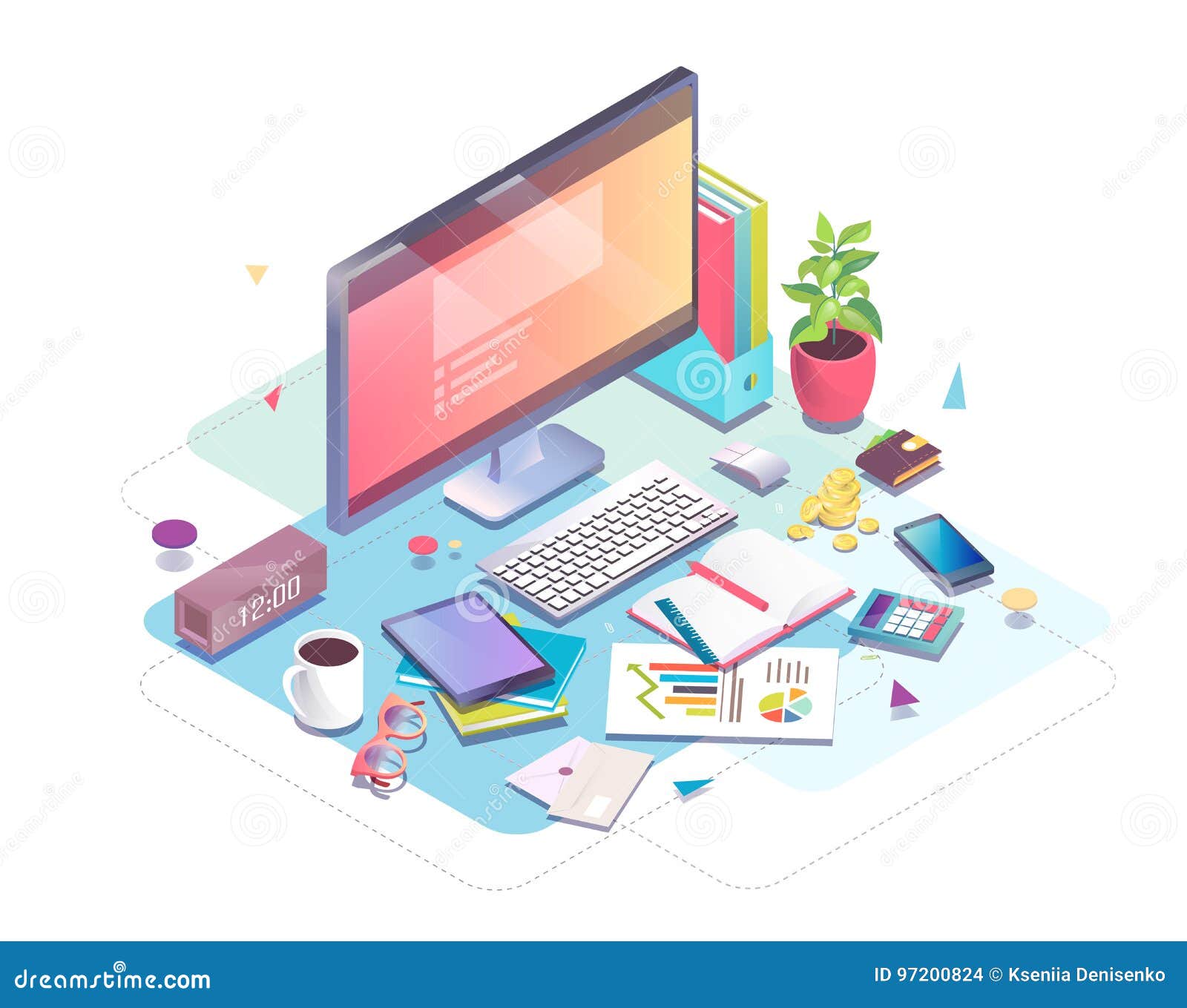 Computer office equipment Royalty Free Vector Image
