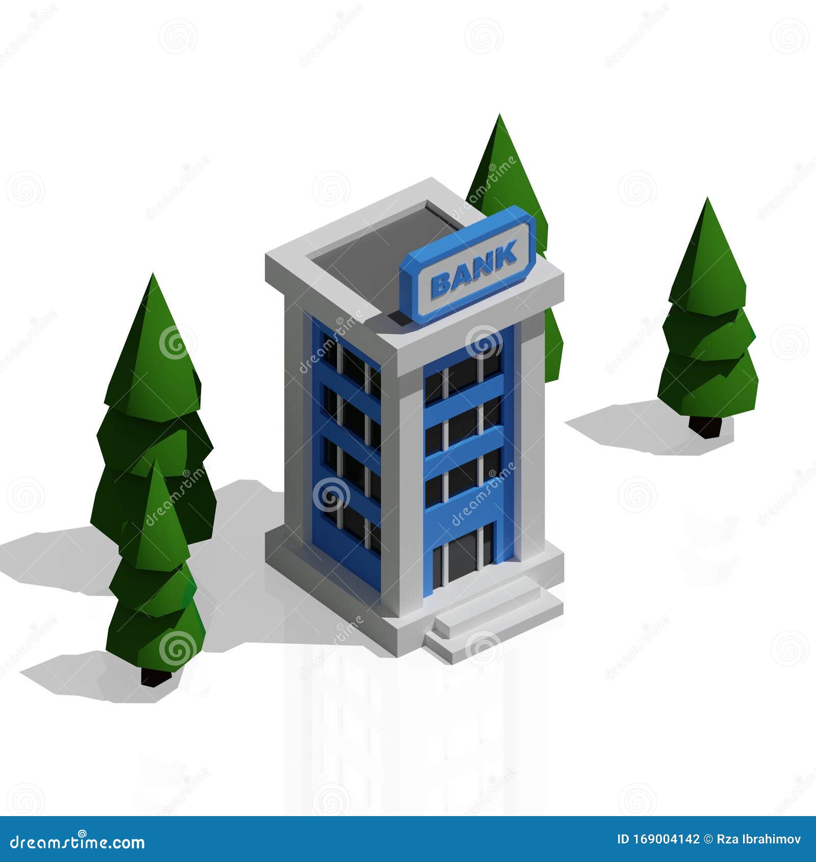 Isometric 3d Building with Trees Around, Stock Photo - Image of urban,  pine: 169004142