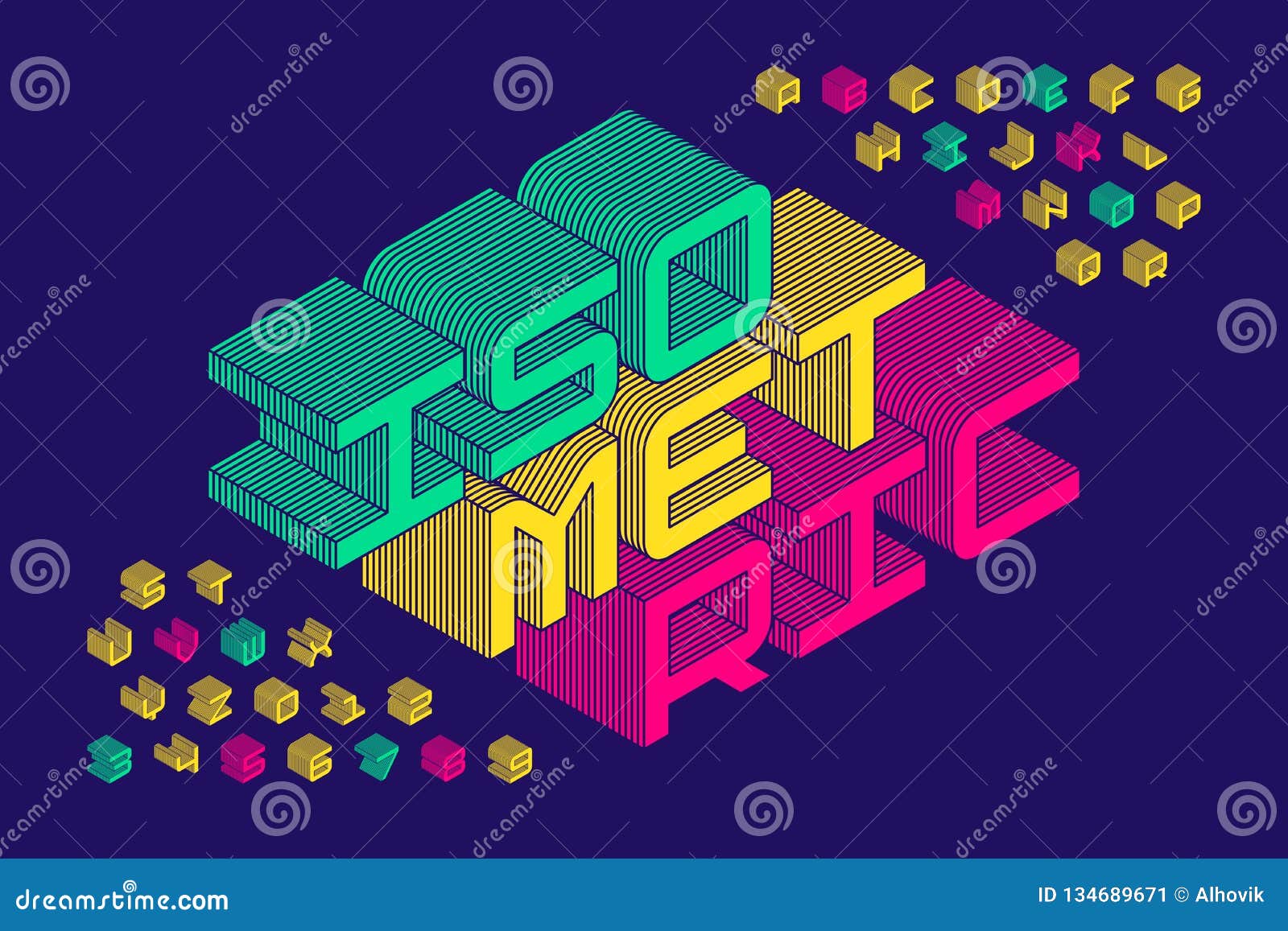 isometric 3d font 