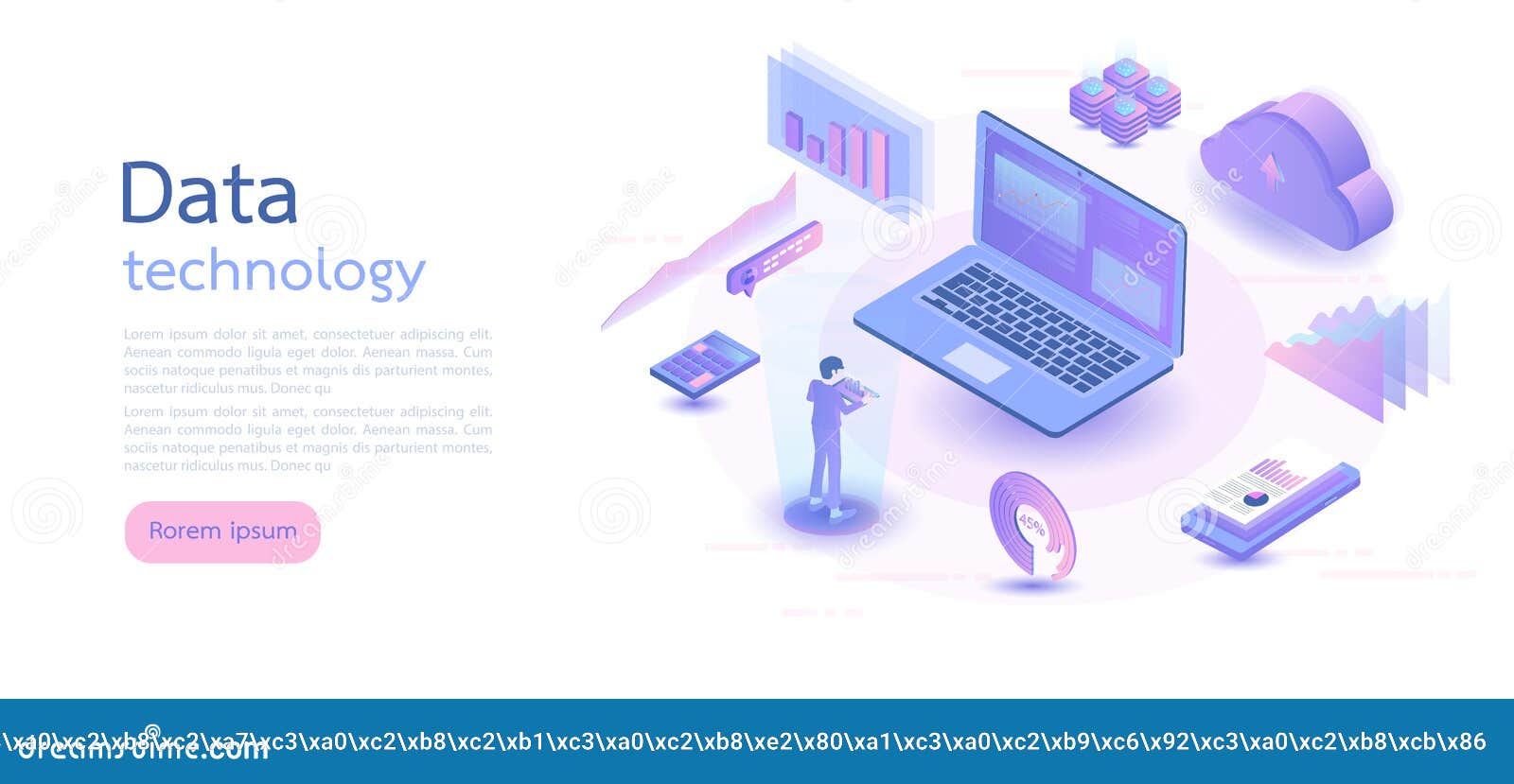 Isometric Digital Technology Big Data Cloud Information Storage