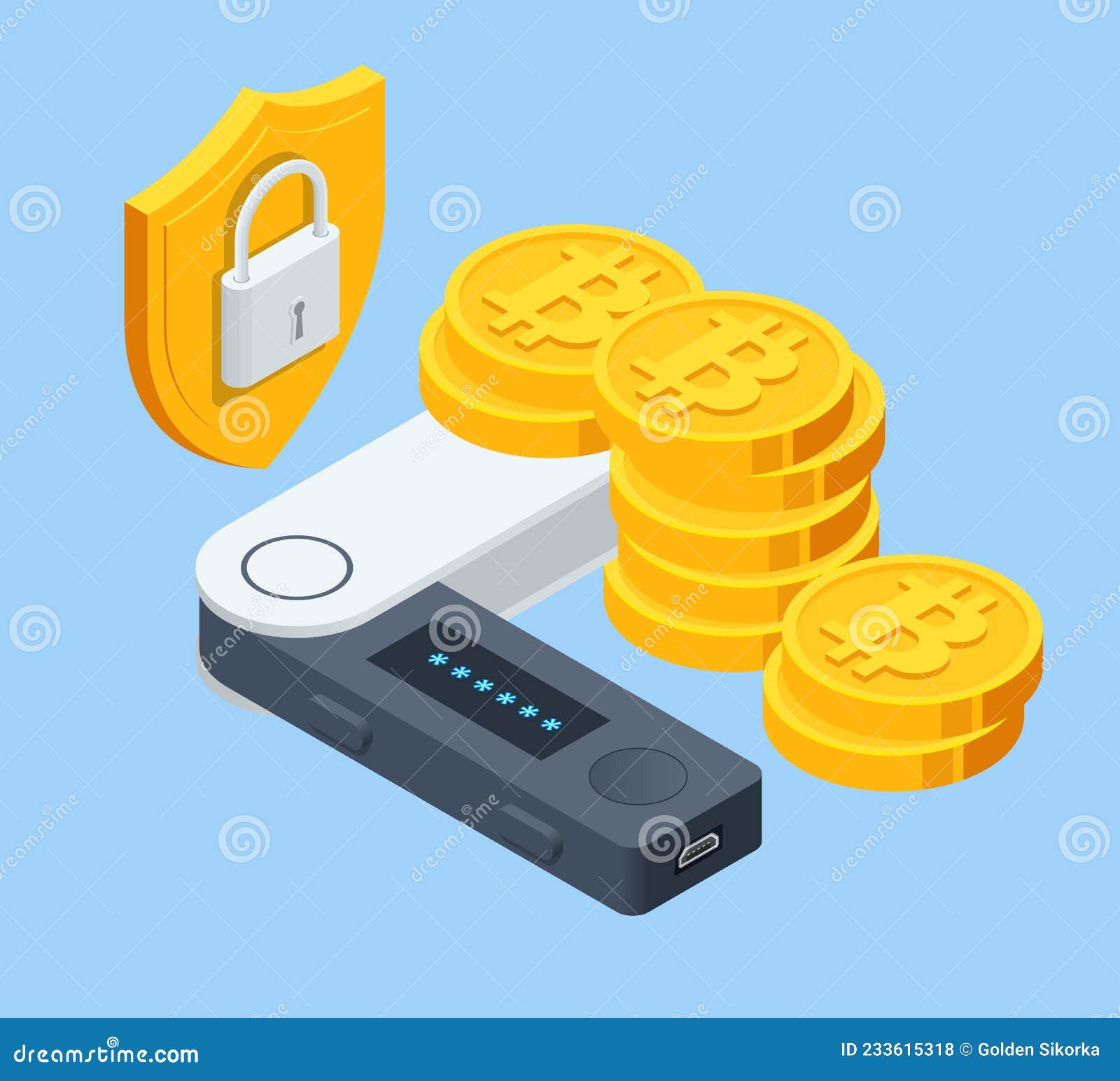 Isometric Digital Wallet Technology for Cryptocurrency Bitcoin. Digital