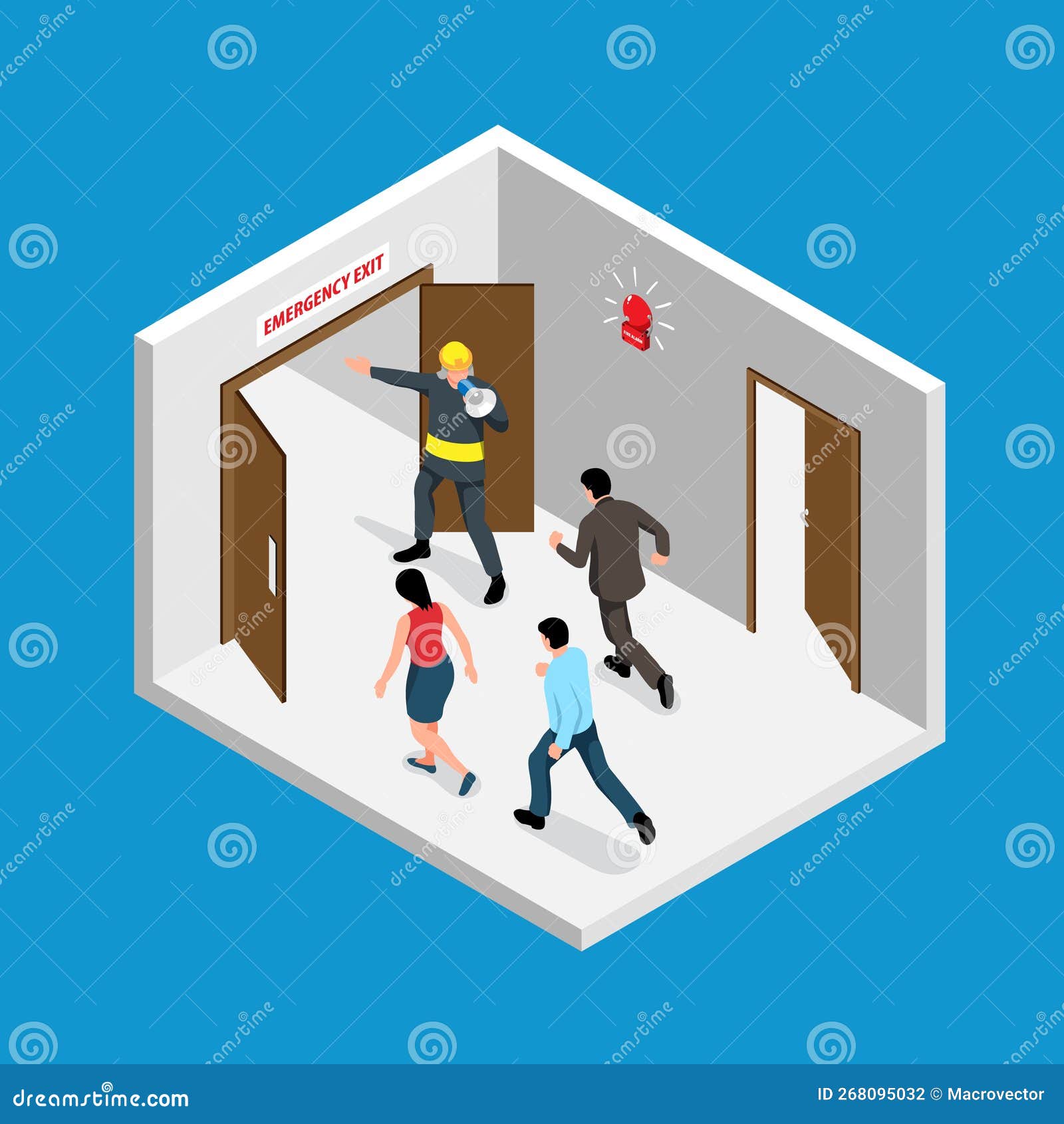 Isometric Evacuation Alarm stock vector. Illustration of safety 268095032