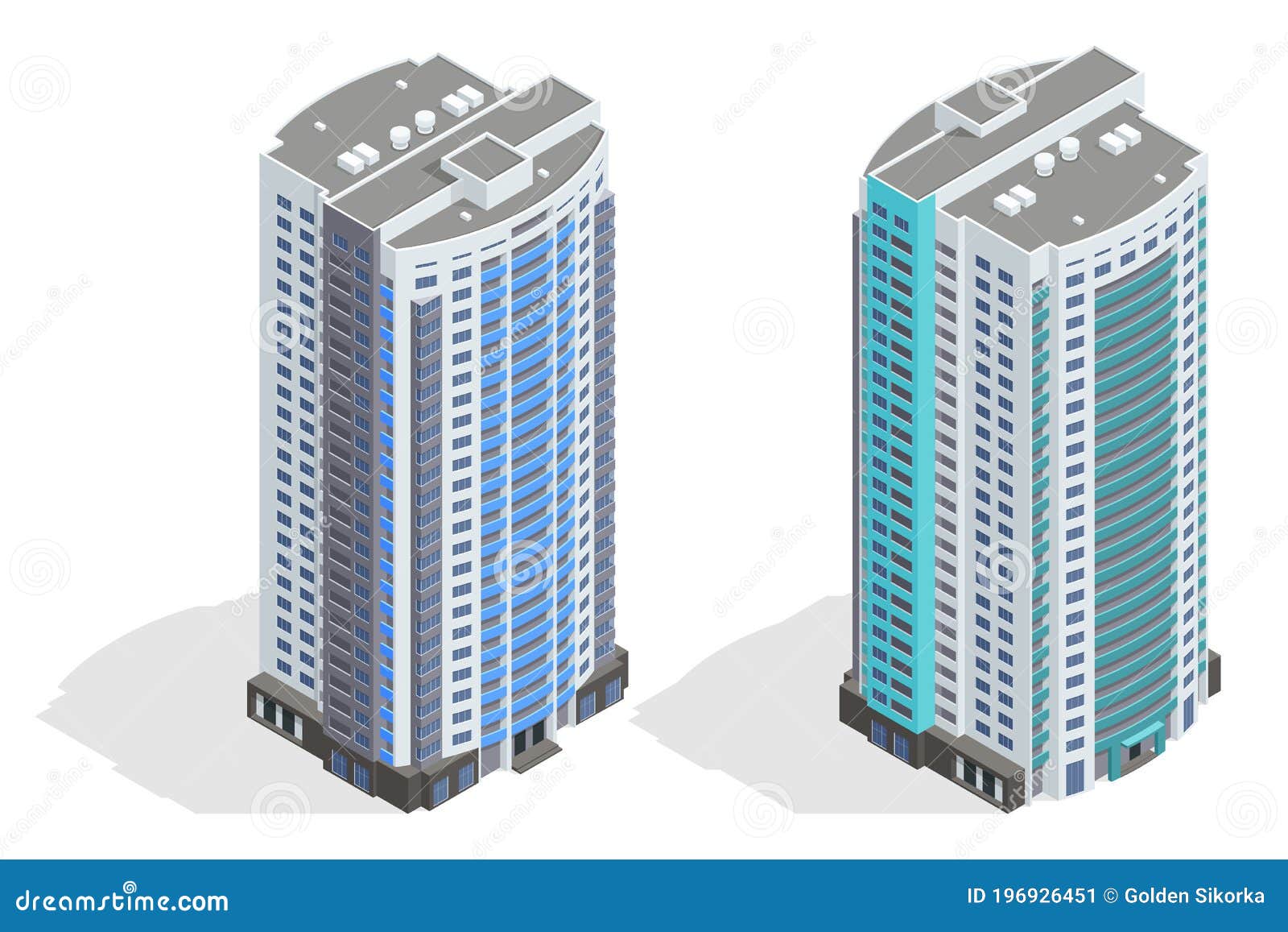 isometric facade of a multi-storey buildin. buildings and modern city houses. new residential buildings.