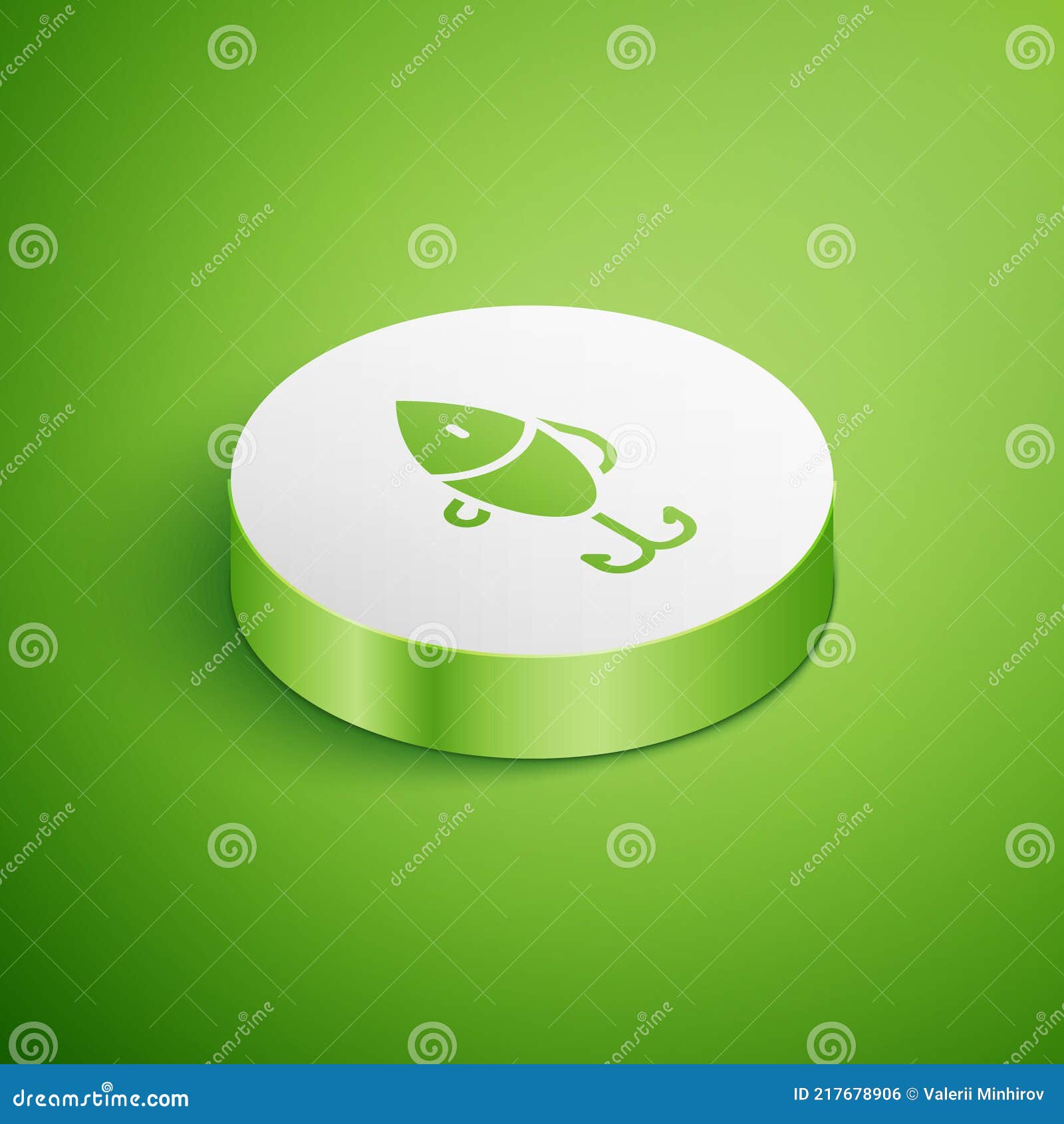 Isometric Fishing Lure Icon Isolated on Green Background. Fishing Tackle.  White Circle Button Stock Vector - Illustration of sport, button: 217678906