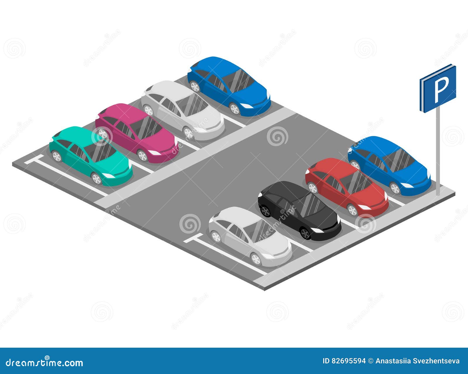 Isometric Flat 3D Car. Urban Transport. Parking Space Stock