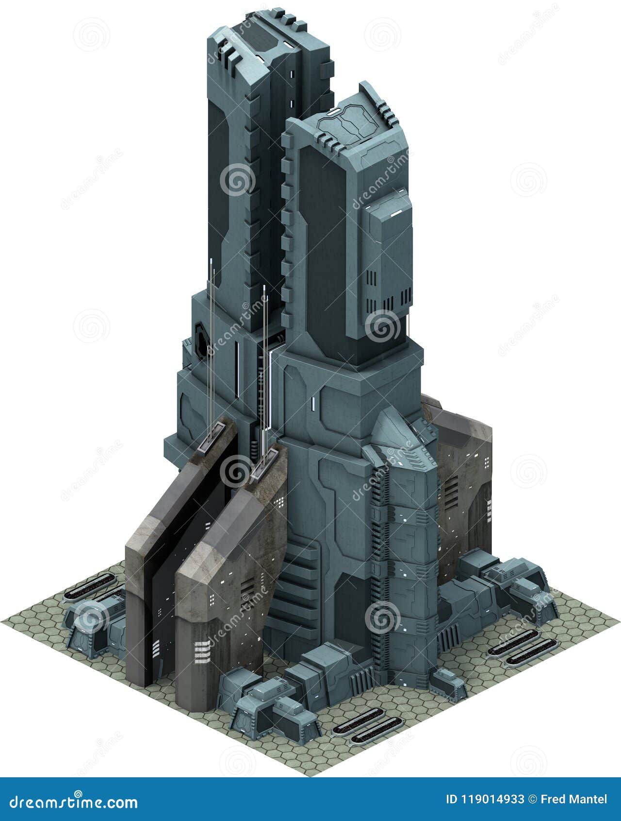 Isometric Futuristic Sci-Fi Architecture, Futuristic Base. 3D Rendering  Stock Illustration - Illustration Of Spaceship, Exterior: 119014933