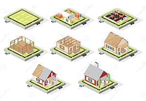 House Construction Phases Infographics Vector Illustration 