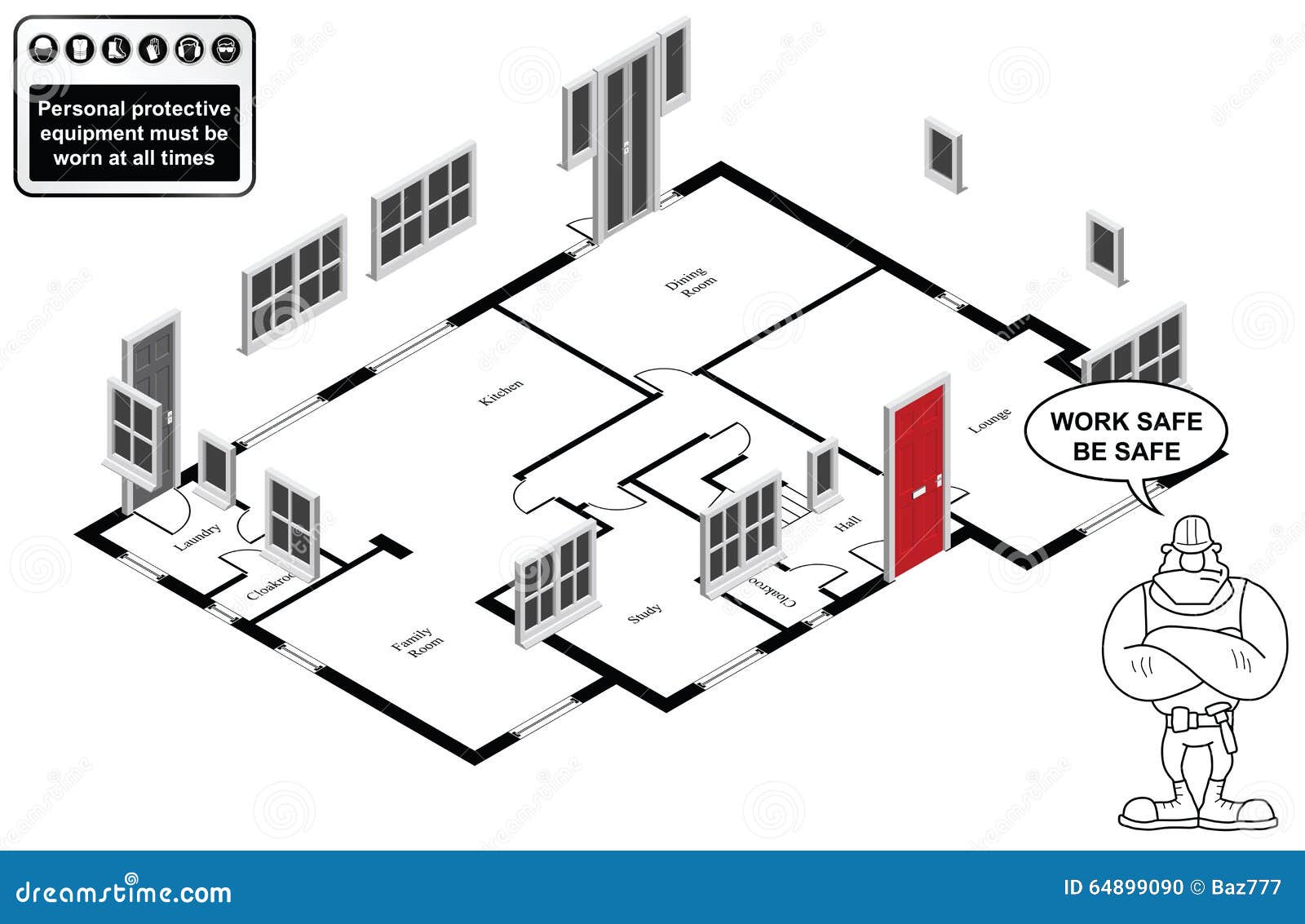 Isometric House Floor Plan Stock Illustration Illustration Of