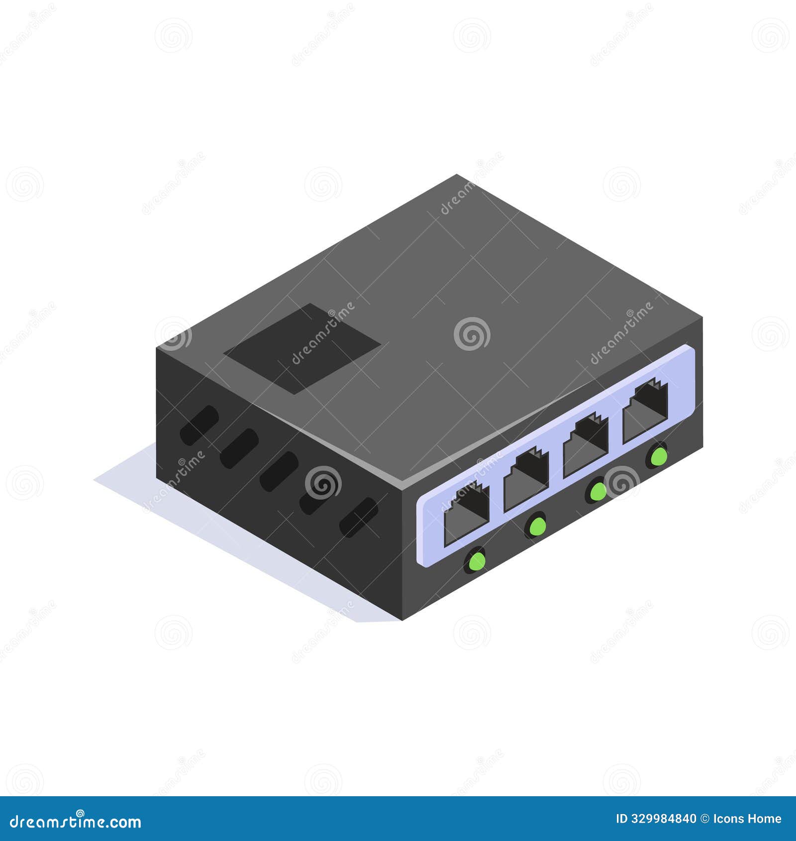 an isometric icon of network hub in trendy style