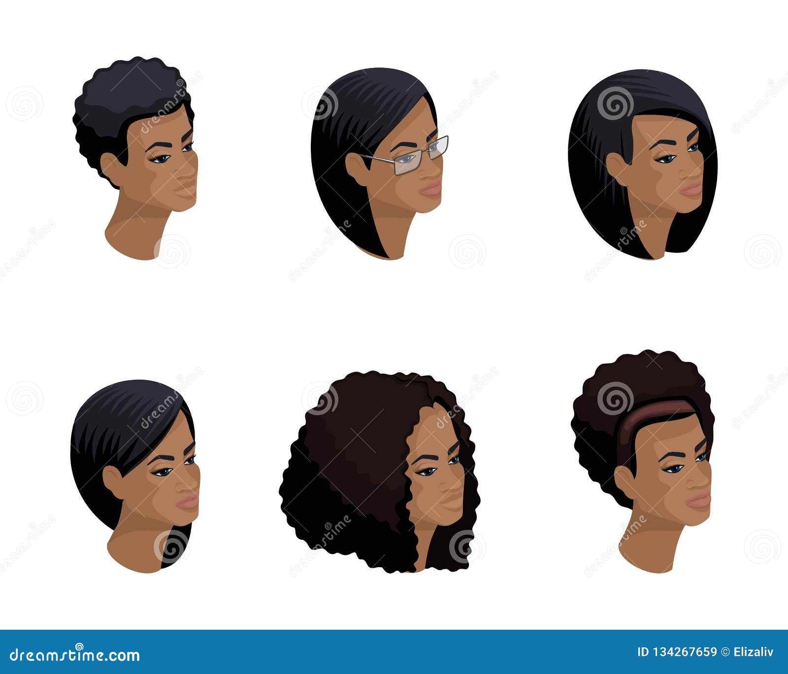 Isometric Icons of the Head of the African-American Hairstyle, 3D Faces,  Eyes, Lips, Female Emotions. Qualitative Isometry People Stock Vector -  Illustration of long, custom: 134267659