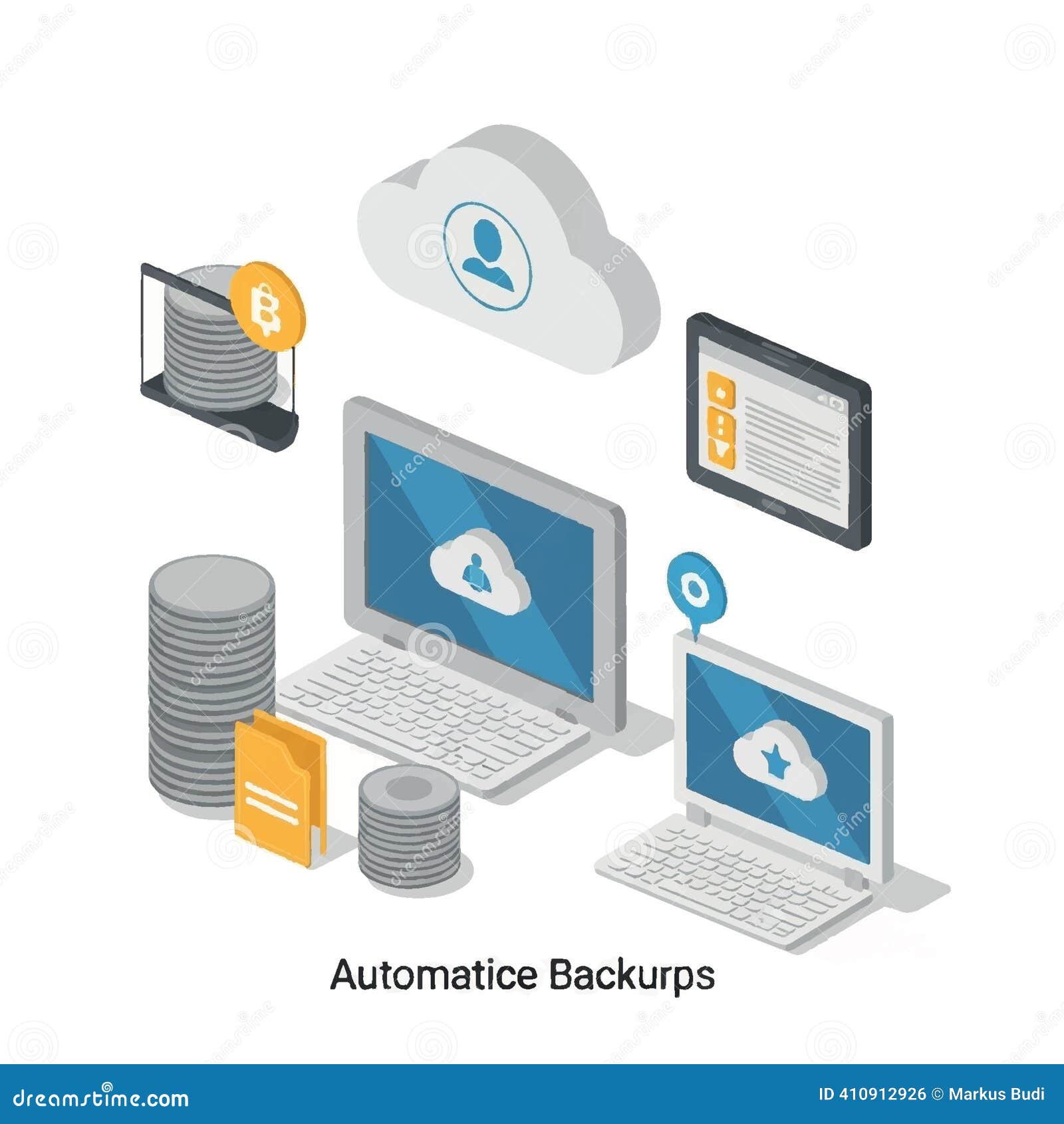 Isometric Illustration of Automatic Cloud Backup and Data Storage for  Cryptocurrency and Business Files Flat Style 2D Illustration Stock Vector -  Illustration of computing, digital: 410912926