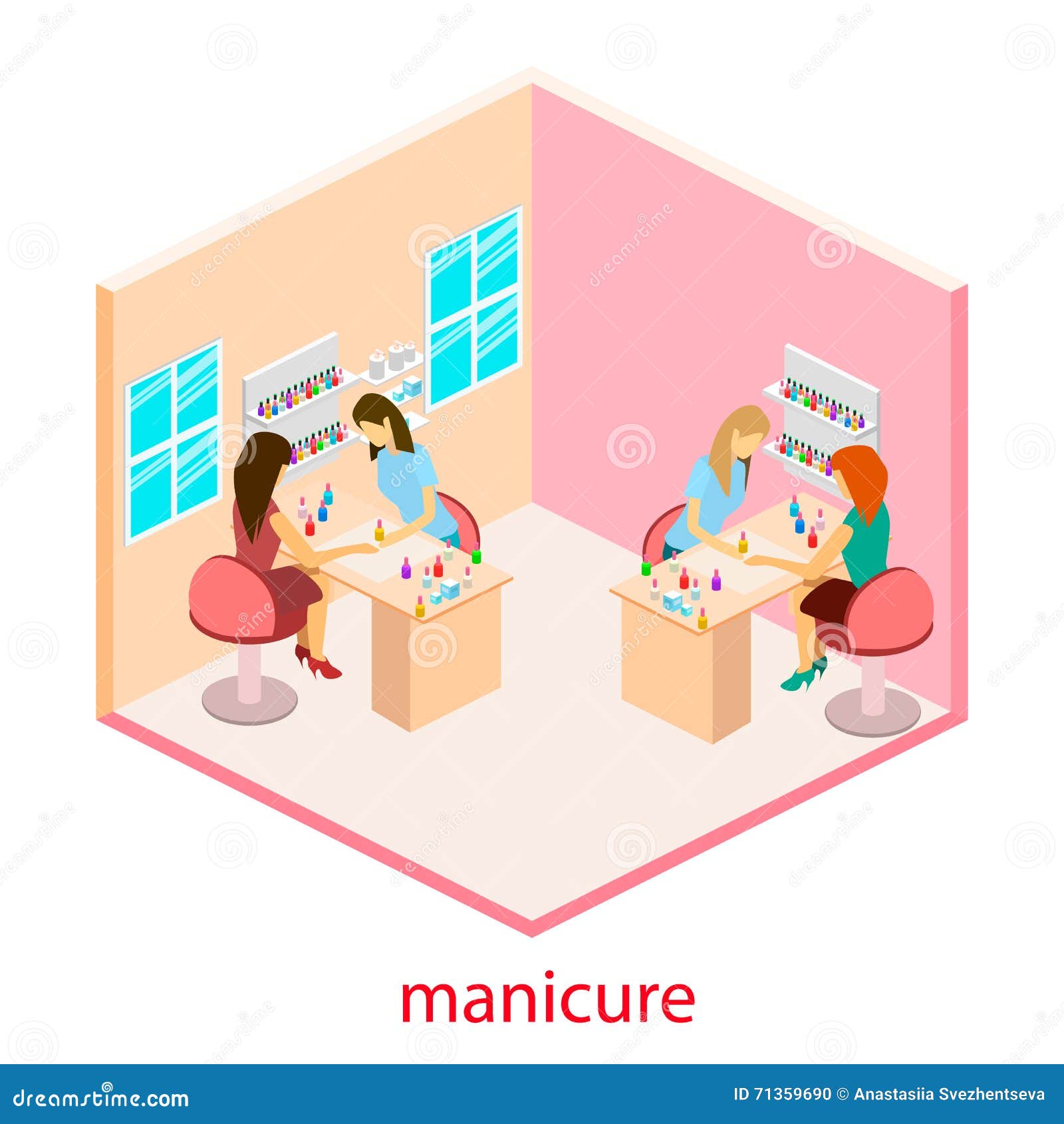 Isometric Interior Of Nail Salon Cartoon Vector | CartoonDealer.com