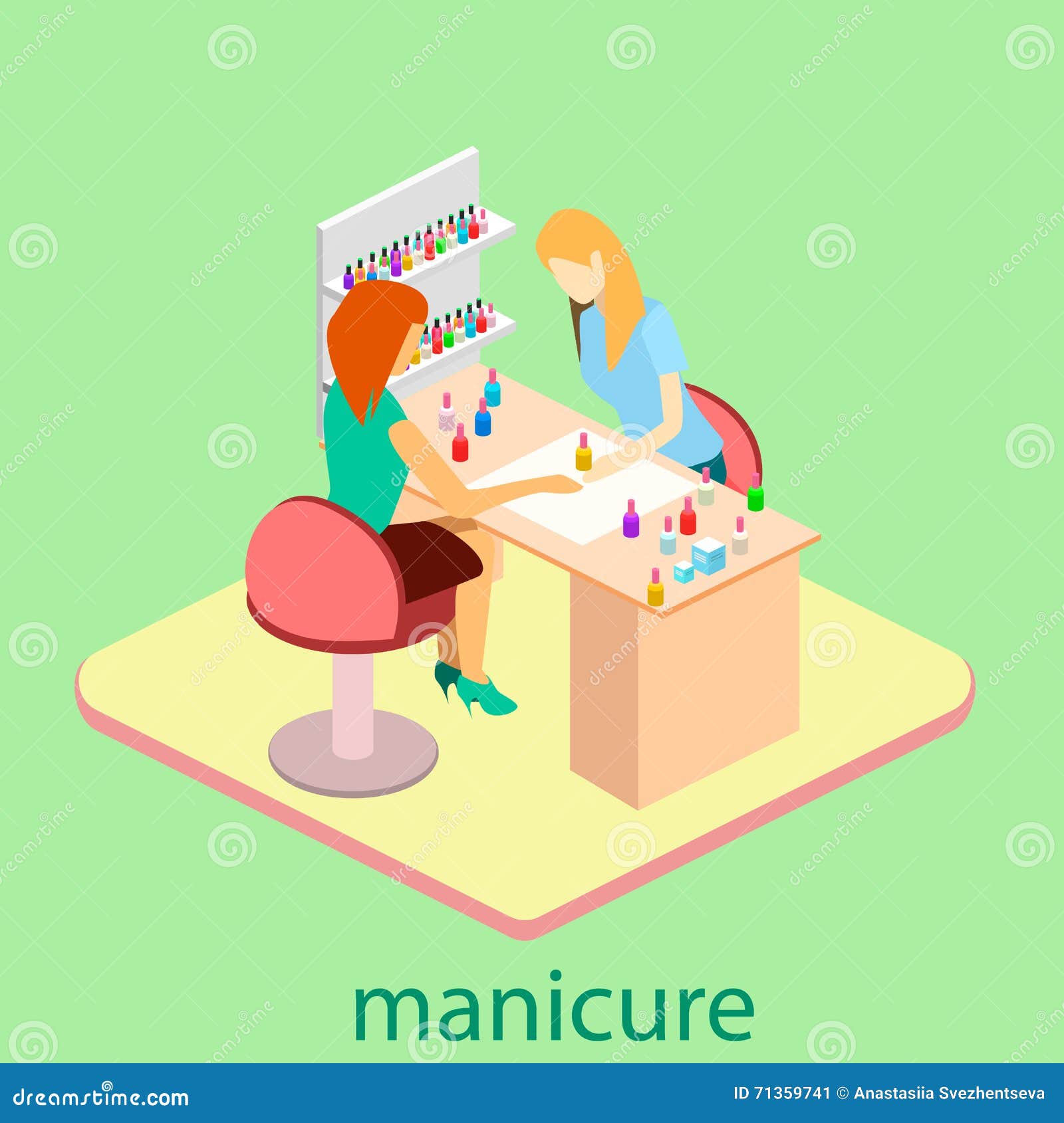 Isometric Interior Of Nail Salon Cartoon Vector | CartoonDealer.com