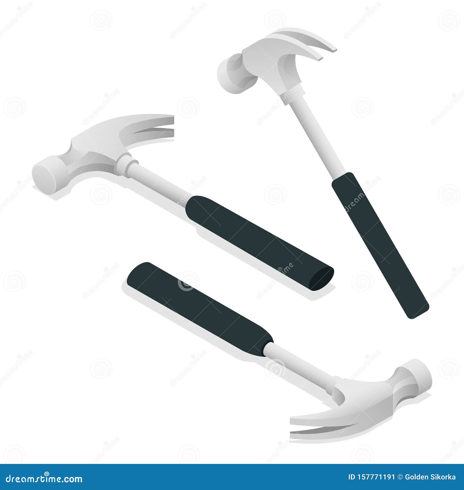 Isometric Iron Hammer Icons Isolated on a White Background. a Modern