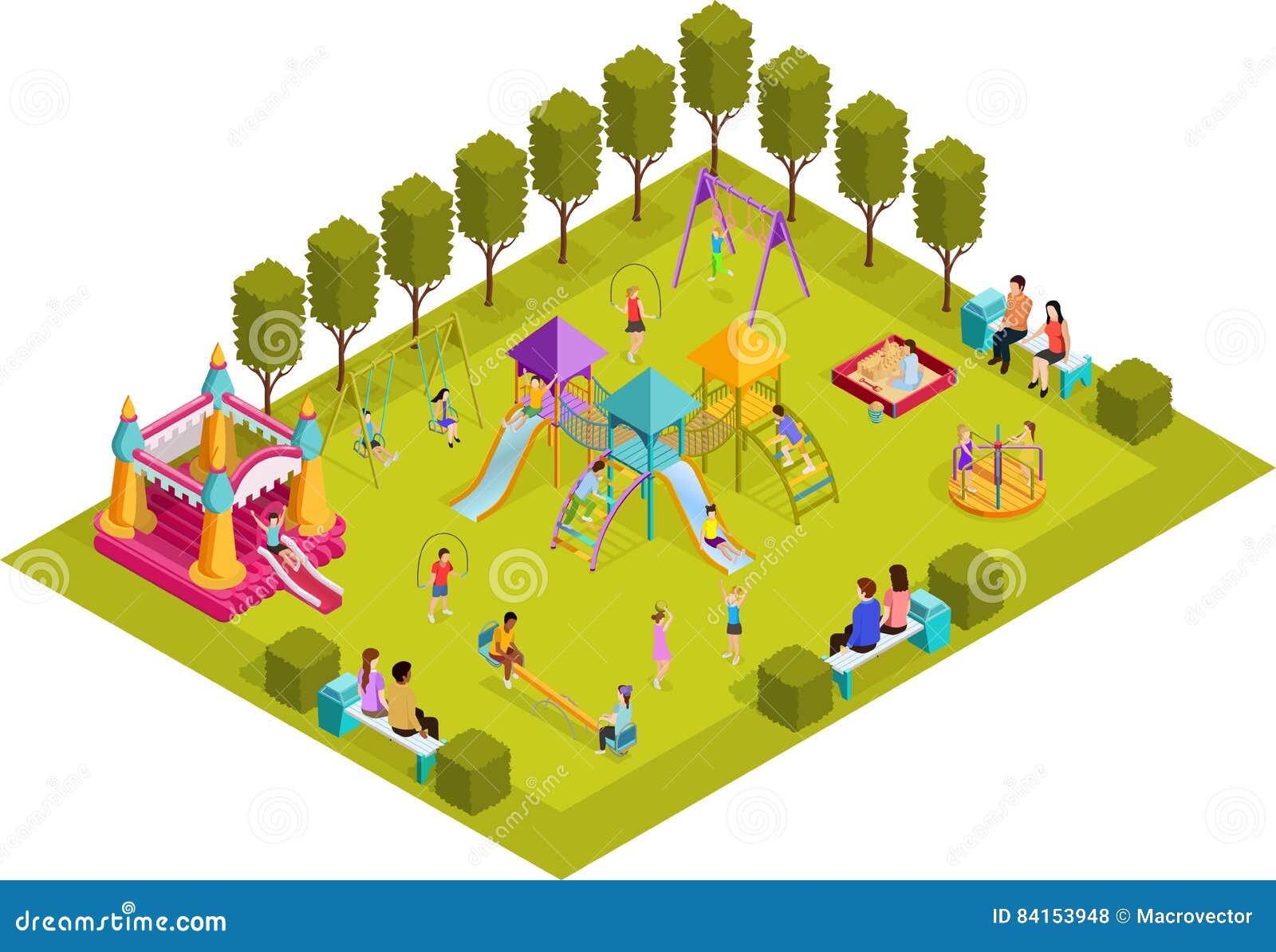 Kids Playground Cartoon Concept Background Cartoon Vector