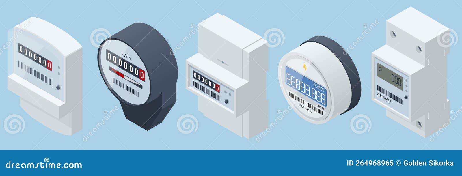 isometric kilowatt hour electric meter, power supply meter. watthour meter of electricity for use in home appliance