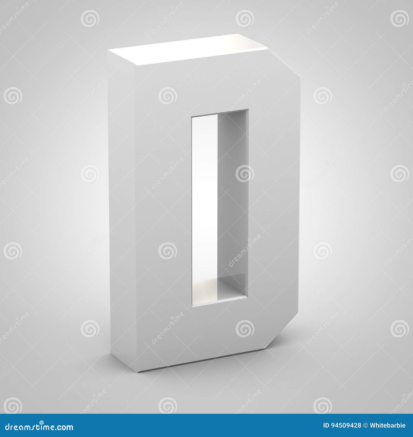 Isometric Letter D Uppercase on White Background Stock Illustration