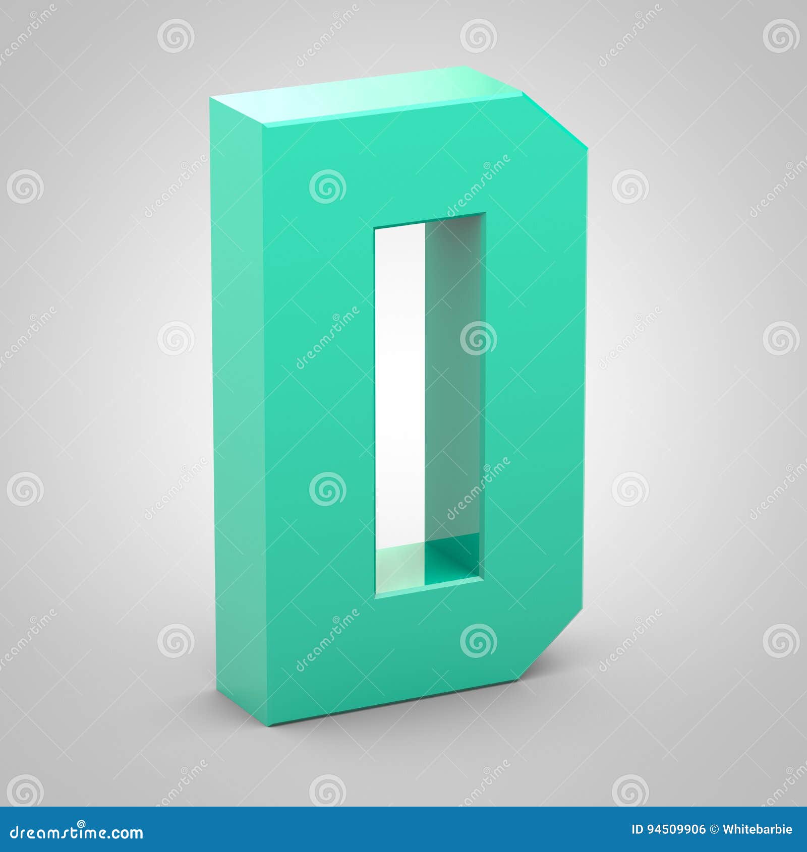 Isometric Letter D Uppercase on White Background Stock Illustration