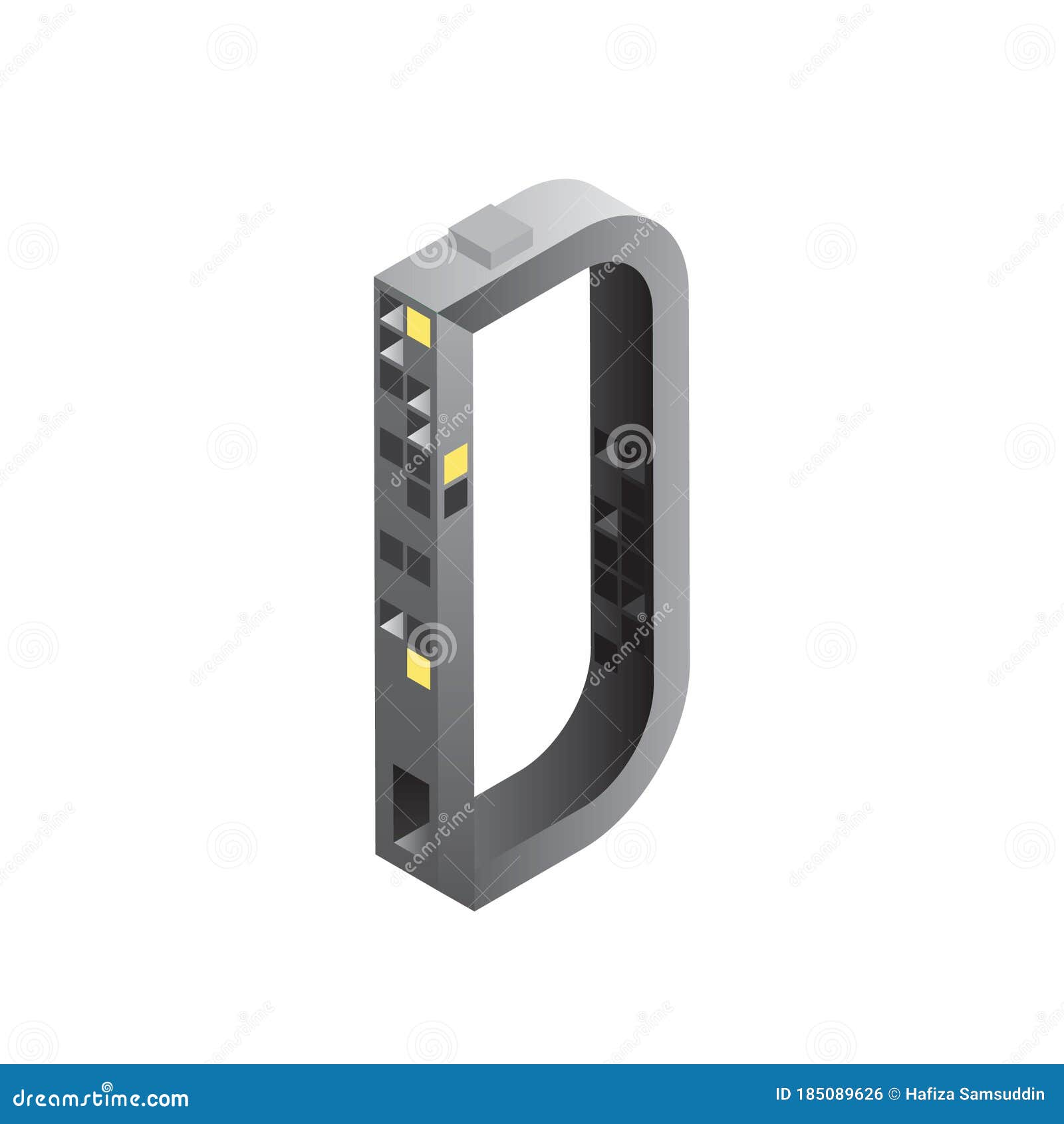 Isometric Letter D. Vector Illustration Decorative Design Stock Vector