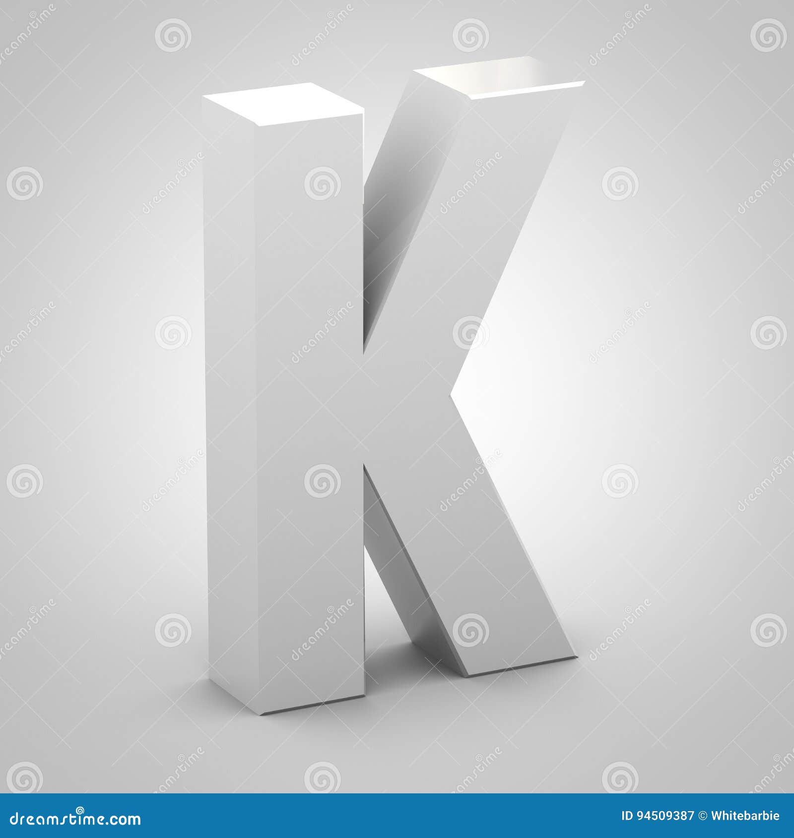 Isometric Letter K Uppercase on White Background Stock Illustration Illustration of rendering