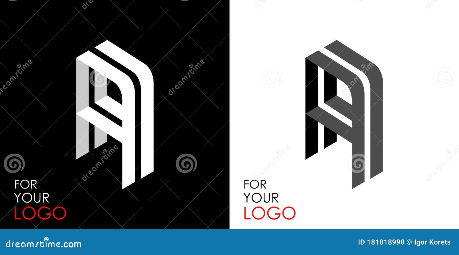 Isometric Letter a. from Stripes, Lines. Template for Creating Logos