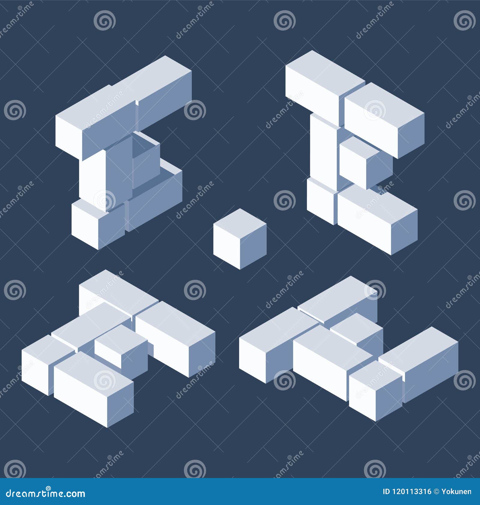 Isometric Letters E In Varions Views Made With 3d Blocks And Cubes Stock Illustration Illustration Of Fonts Isometric