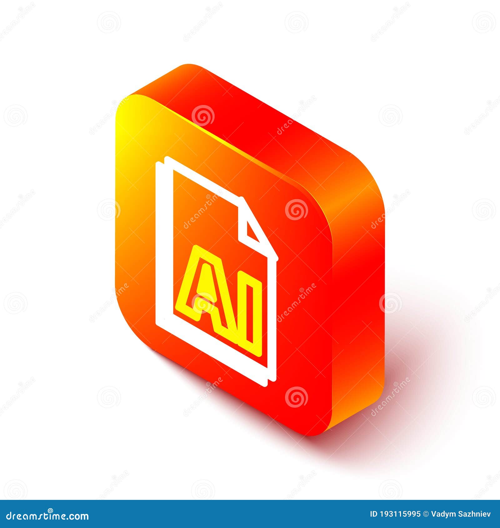 Isometric Line Ai File Document Download Ai Button Icon Isolated On White Background Ai File Symbol Orange Square Stock Vector Illustration Of Icon Graphic