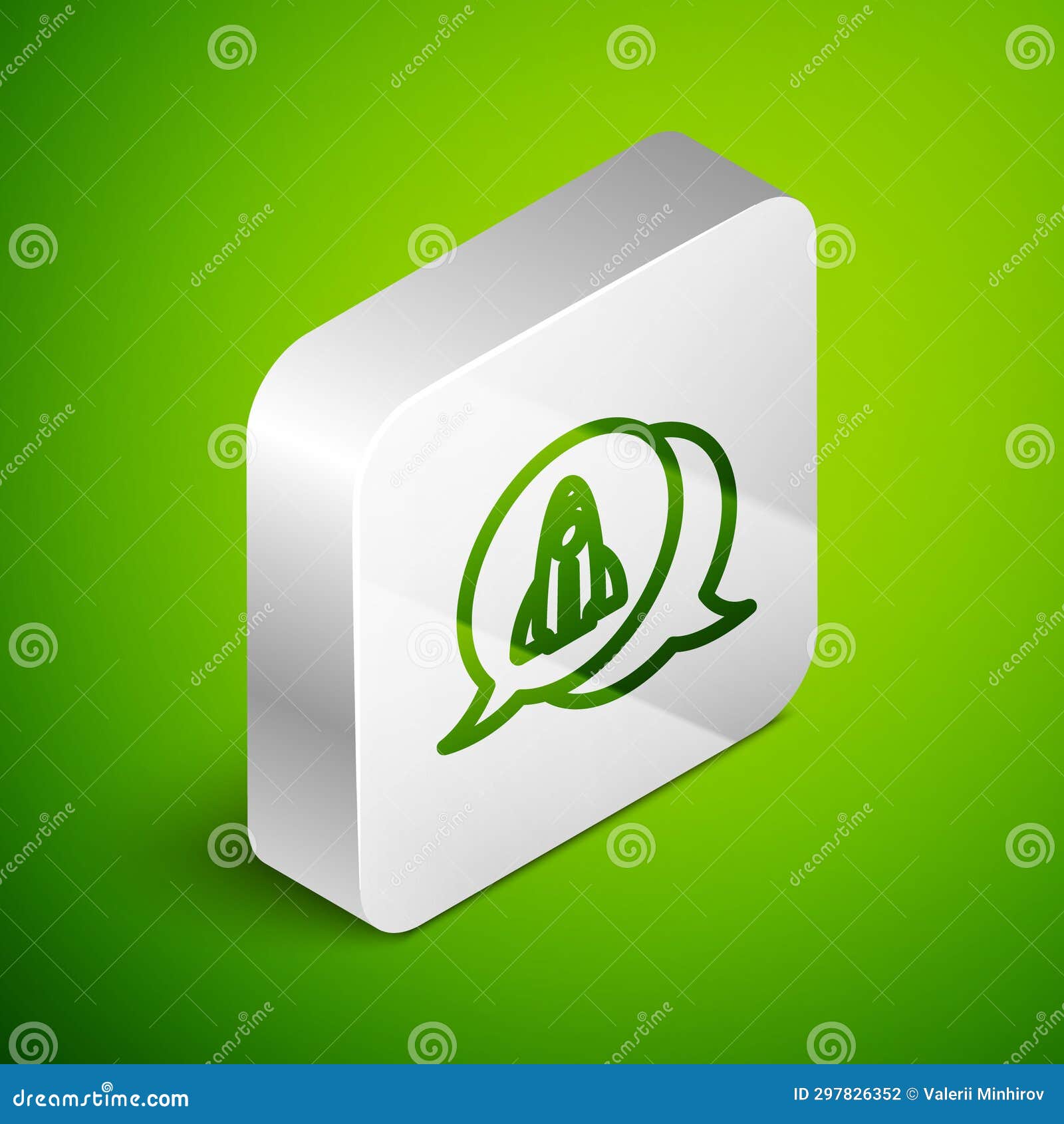 isometric line business startup project concept icon  on green background.  of new business