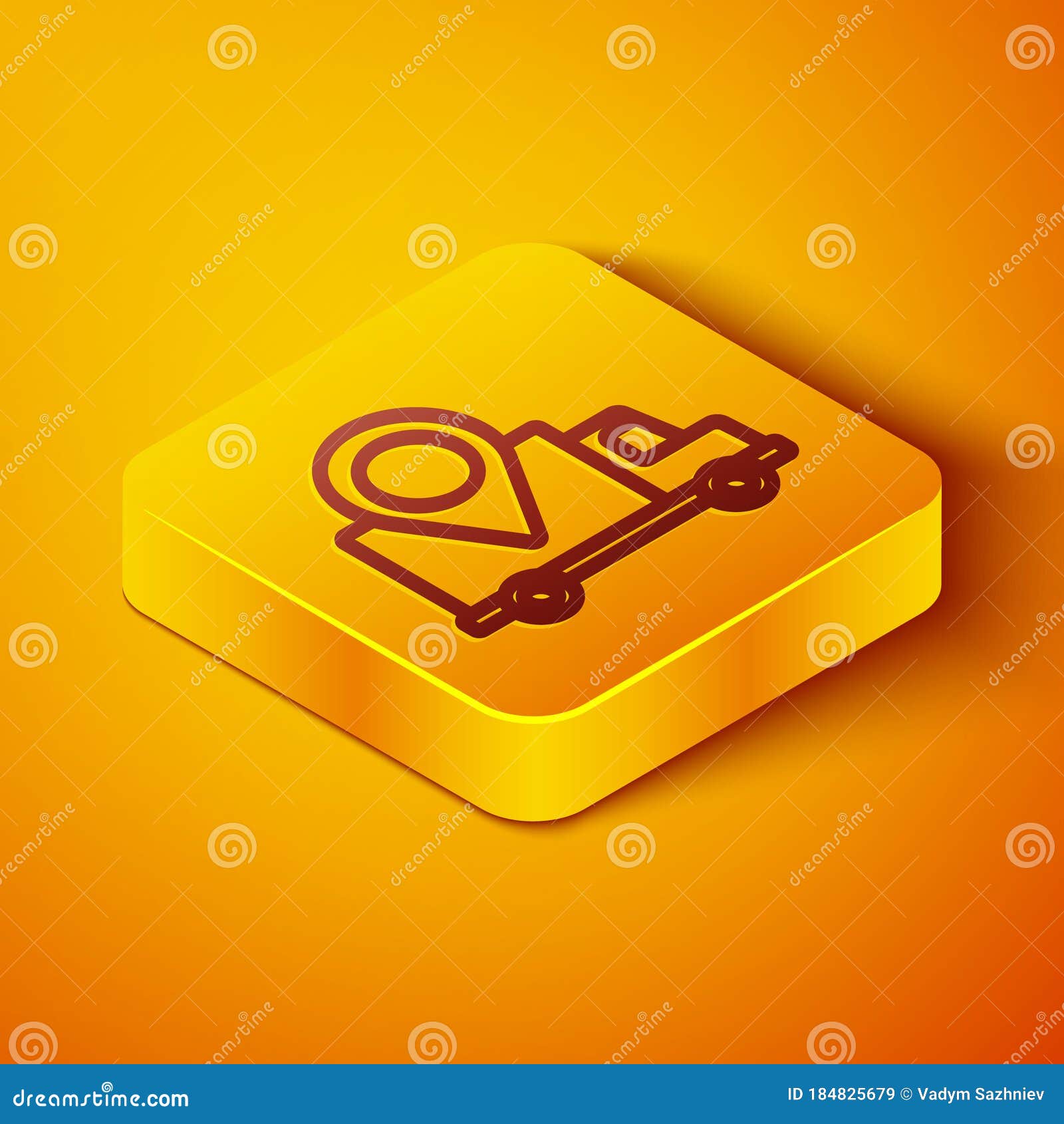 Isometric Line Delivery Tracking Icon Isolated on Orange Background