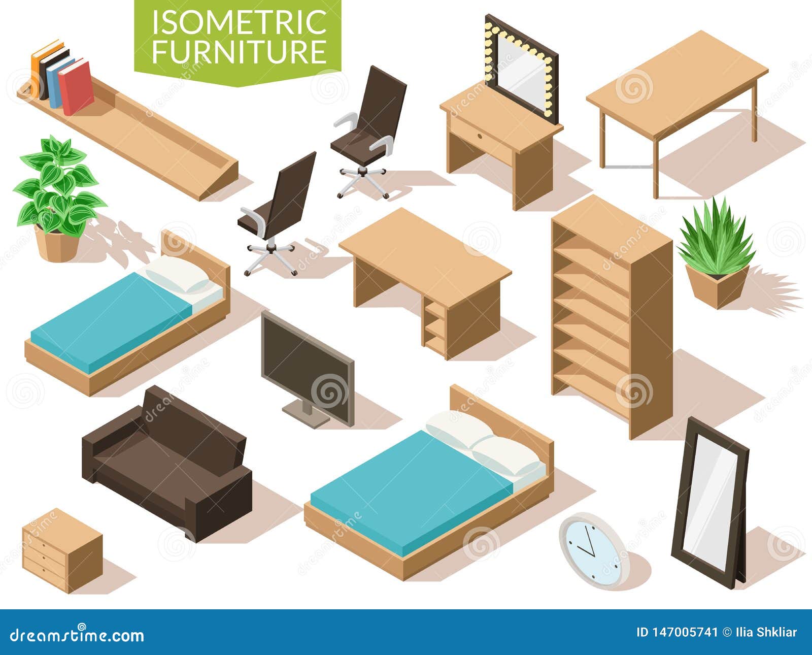 Isometric Furniture Living Room Set Isometric Living Room