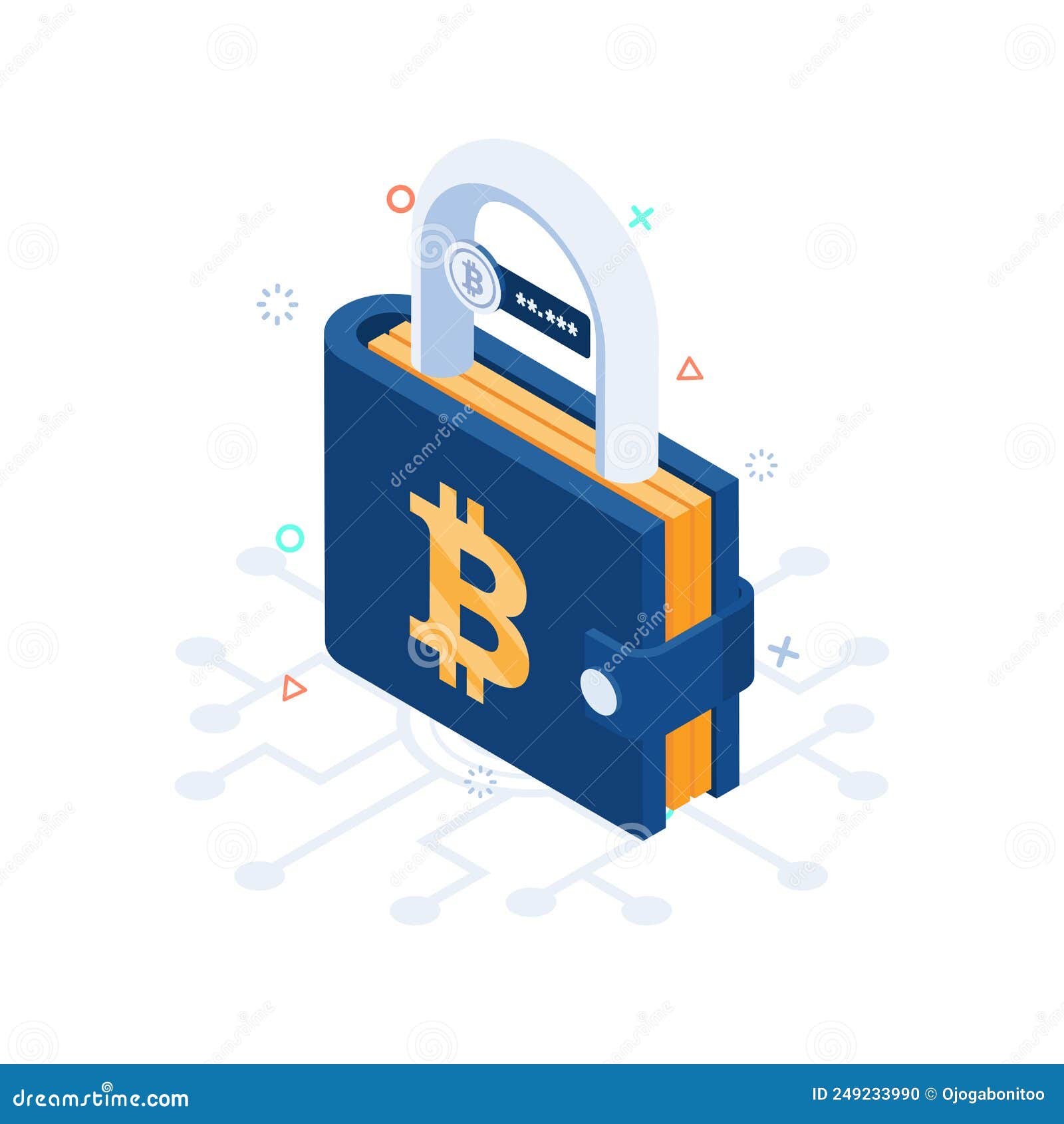 Isometric Locked Bitcoin Wallet Stock Vector - Illustration of bitcoin,  phrase: 249233990