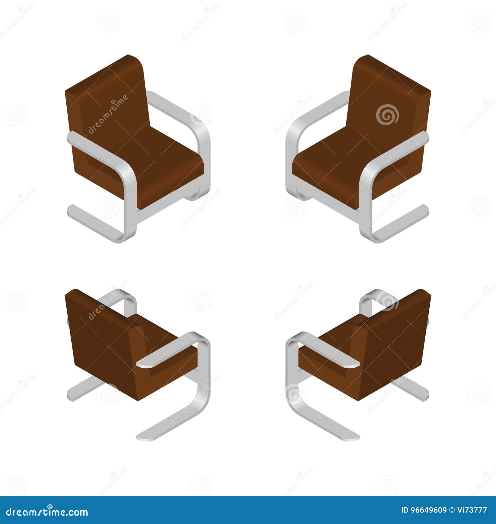 Isometric Modern Armchair. Furniture Design Elements. Vector