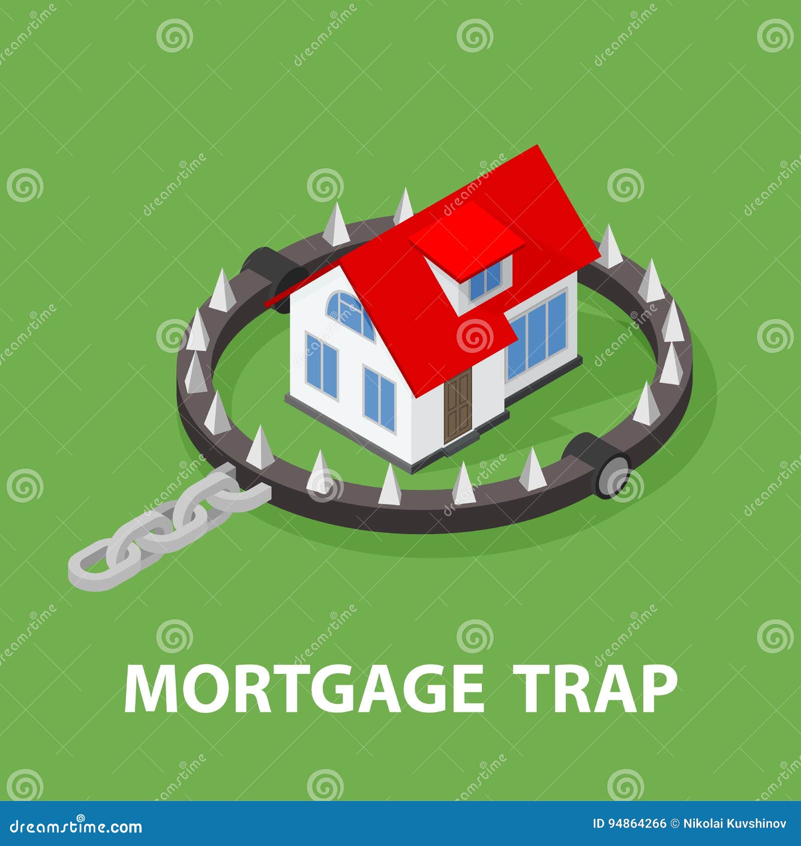 isometric mortgage house in bear trap.