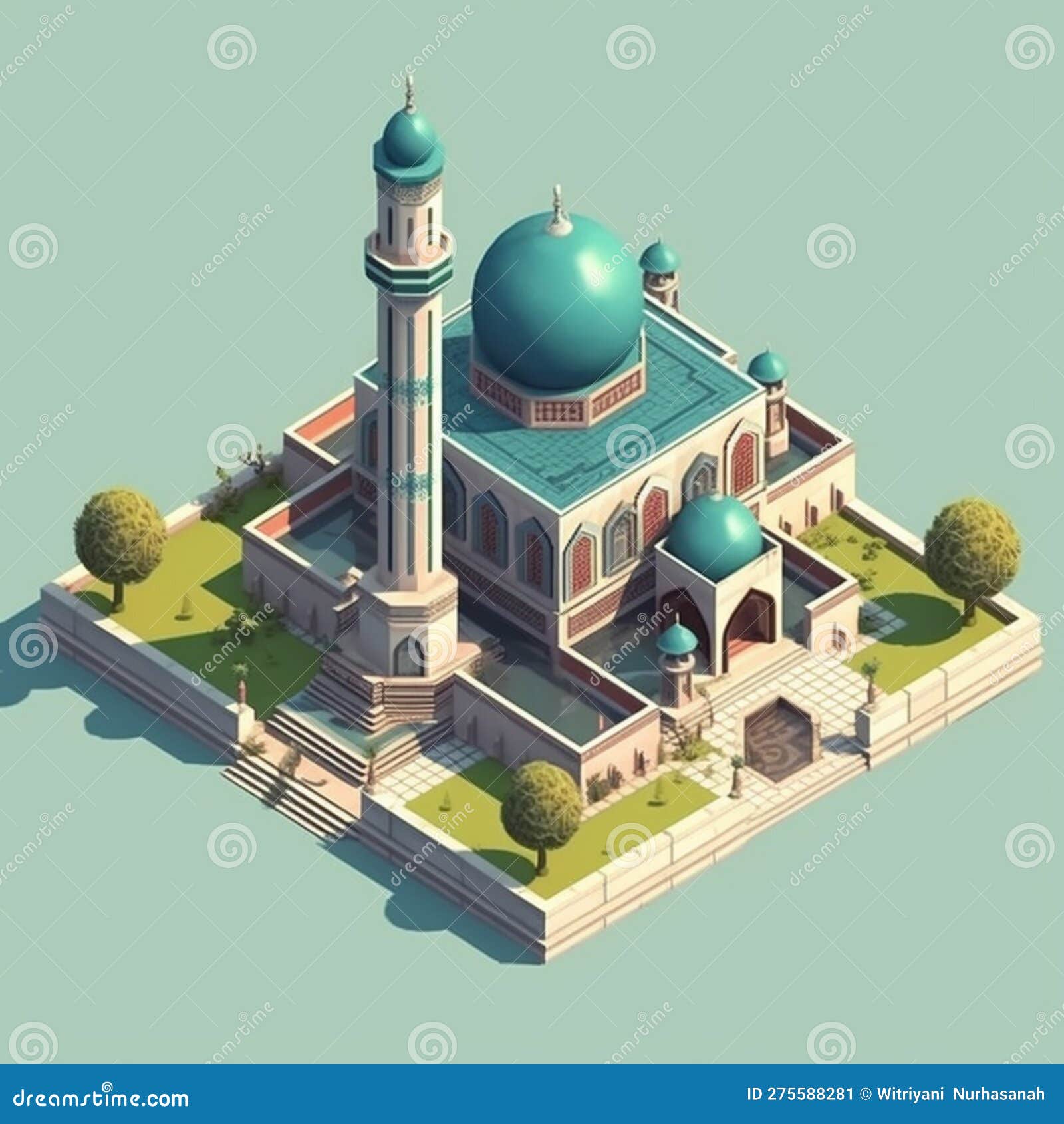 Isometric Mosque. Isometric Icon or Info Graphic Element Representing
