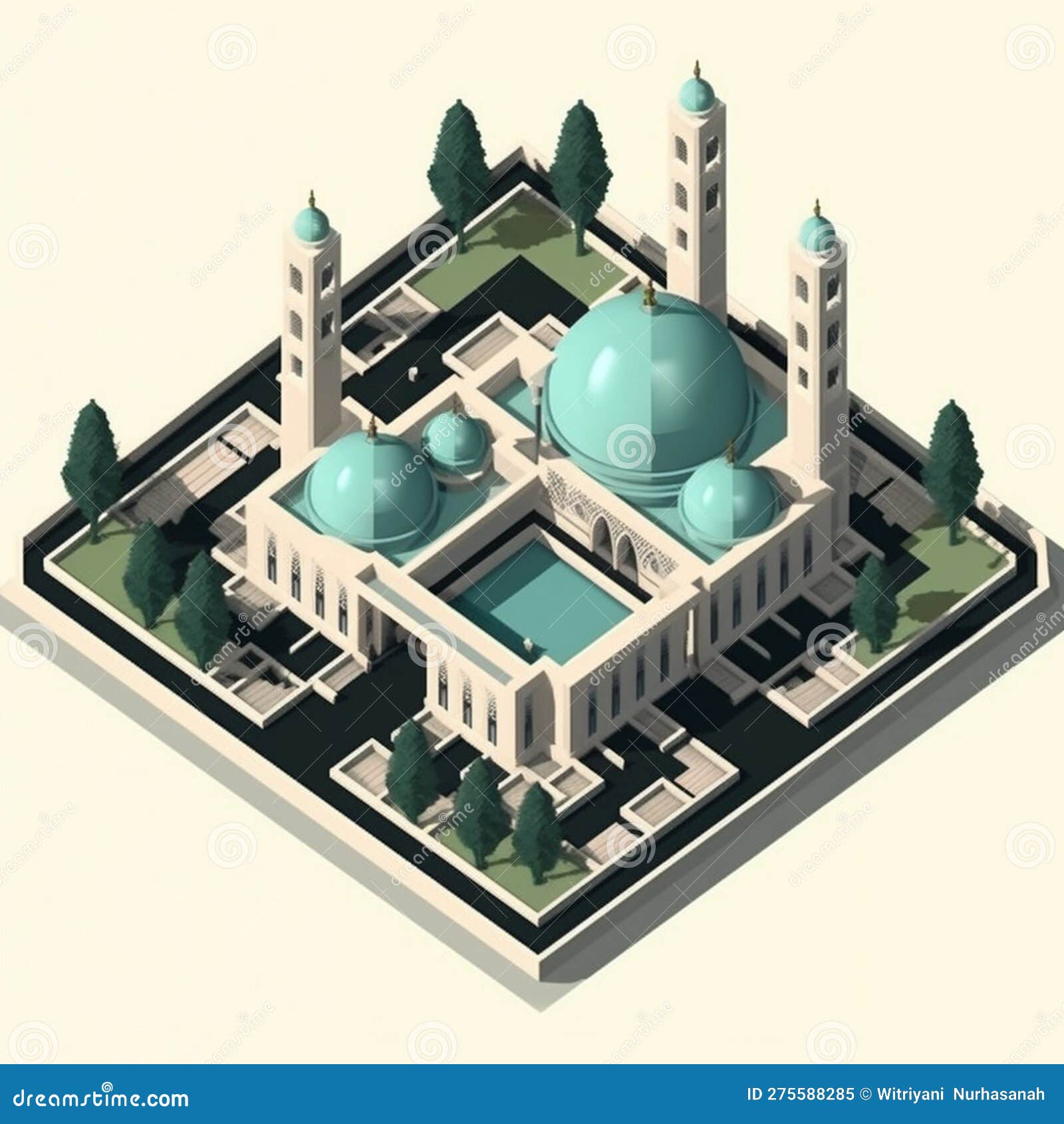 Isometric Mosque. Isometric Icon or Info Graphic Element Representing