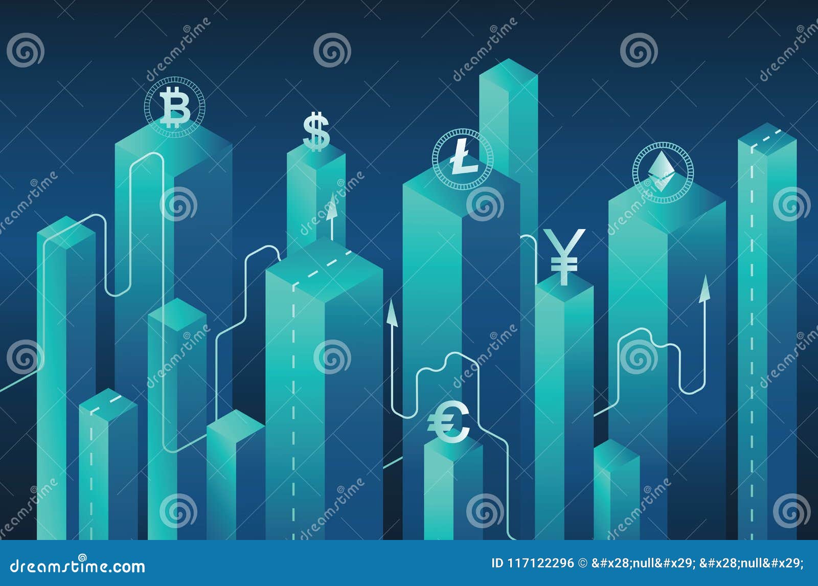 Isometric Neon Background Mining Bitcoin And Crypto Currency Mining - 