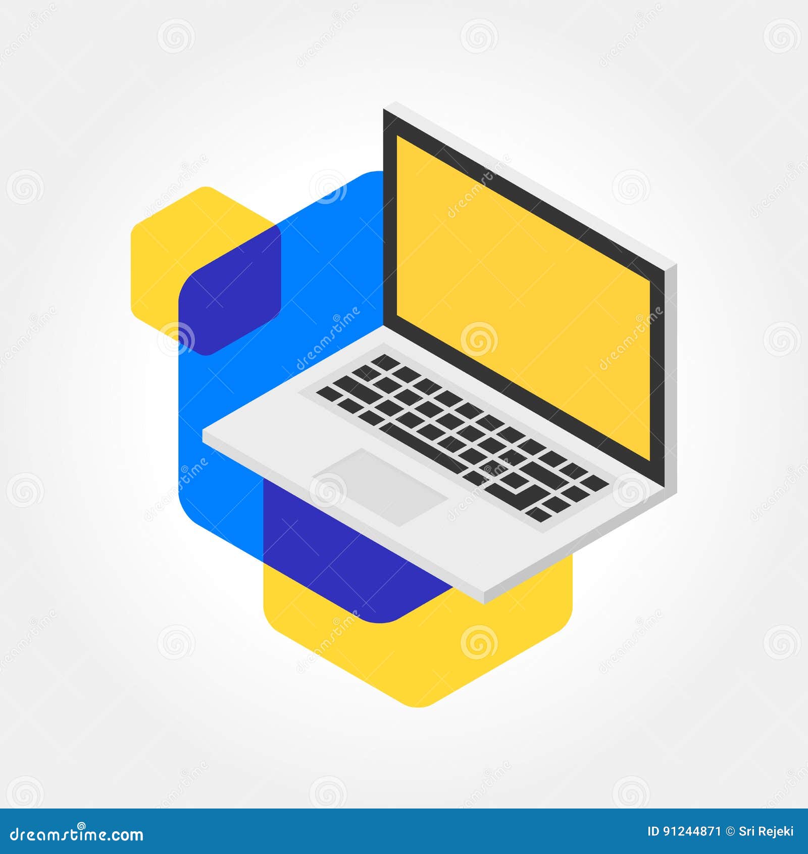 An amazing colorful Isometric notebook, laptop design icon illustration