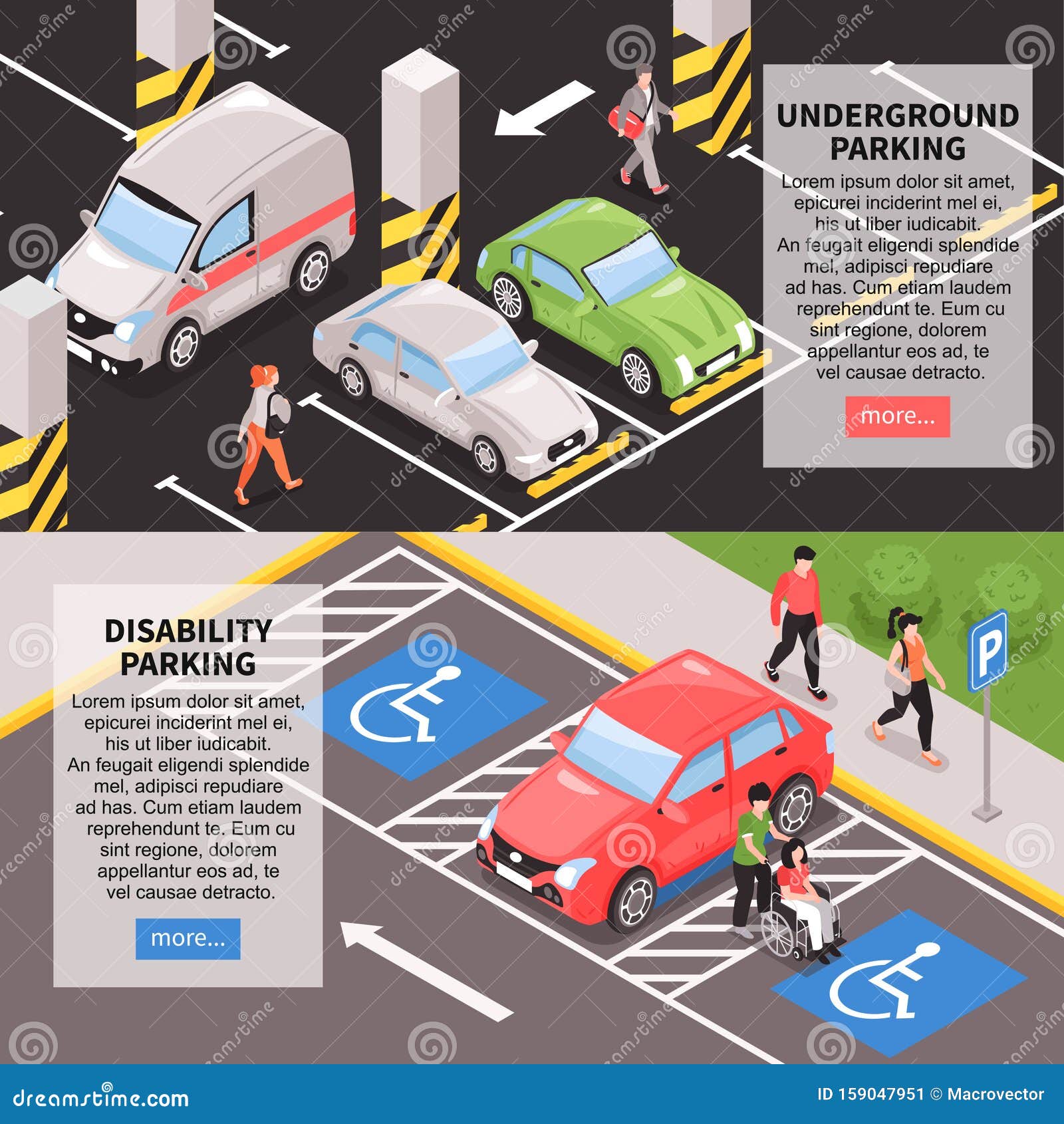 Isometric Parking Horizontal Banners Stock Vector Illustration of