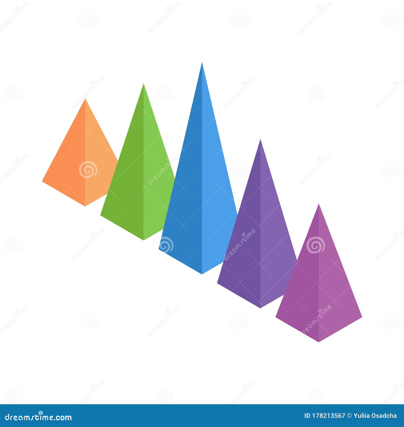 Isometric Pyramid Bar Chart Isolated on White Background. Stock Vector ...