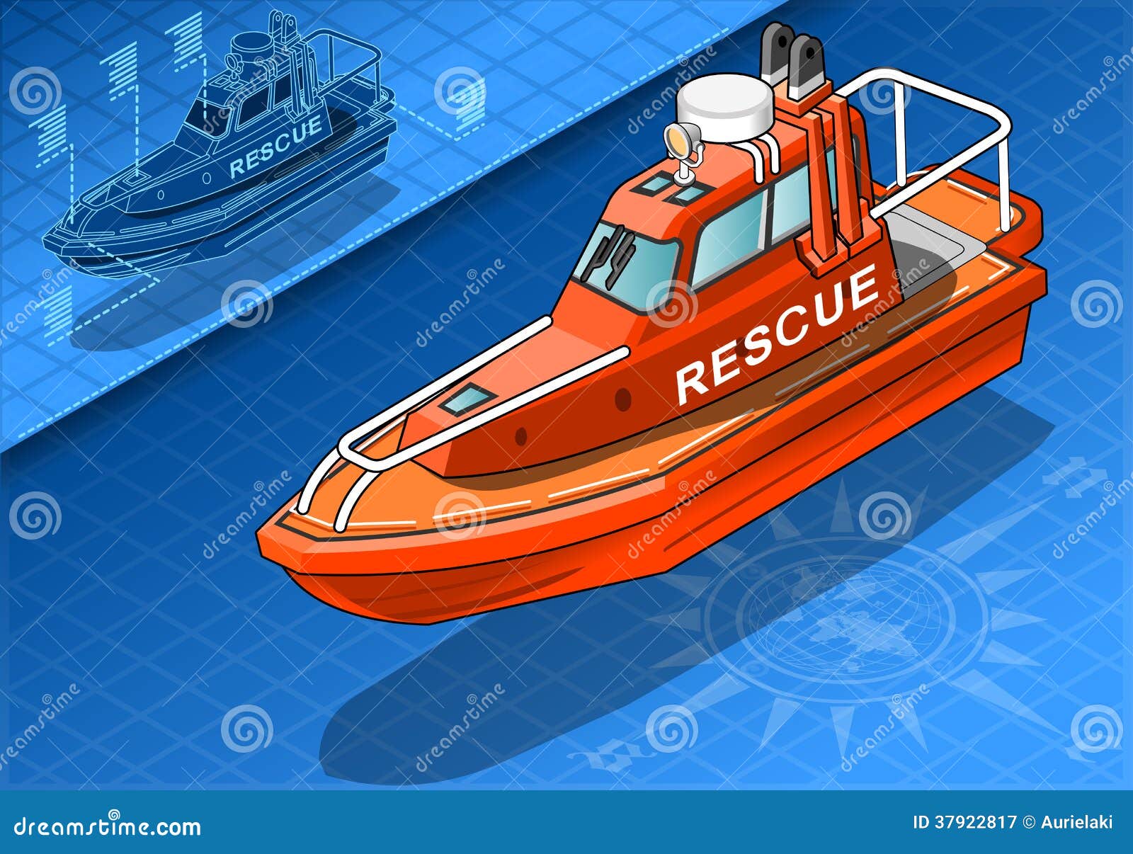 Isometric Rescue Boat In Front View Royalty Free Stock ...