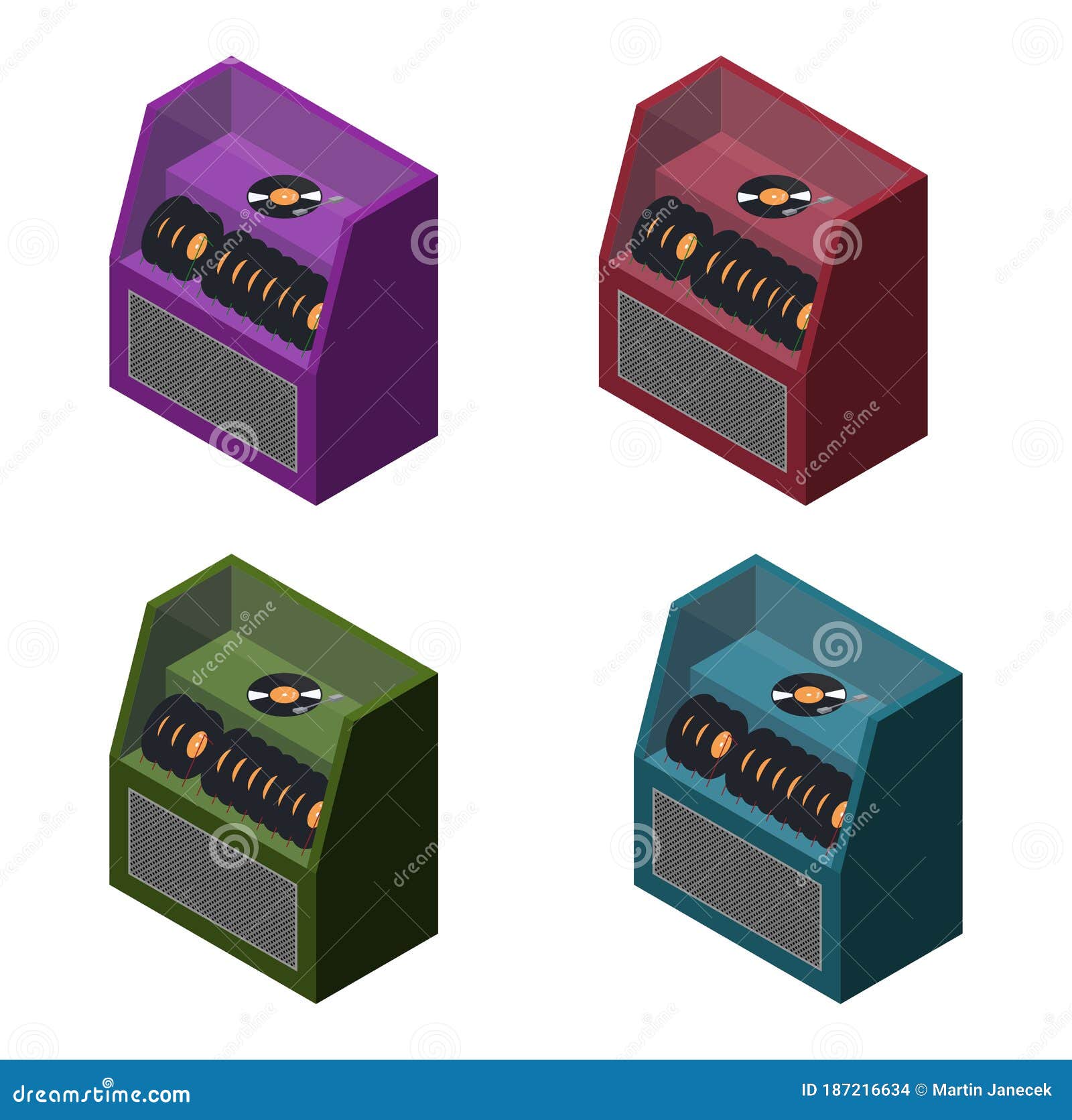 Isometric Retro Jukebox, Music Machine Stock Vector Illustration of
