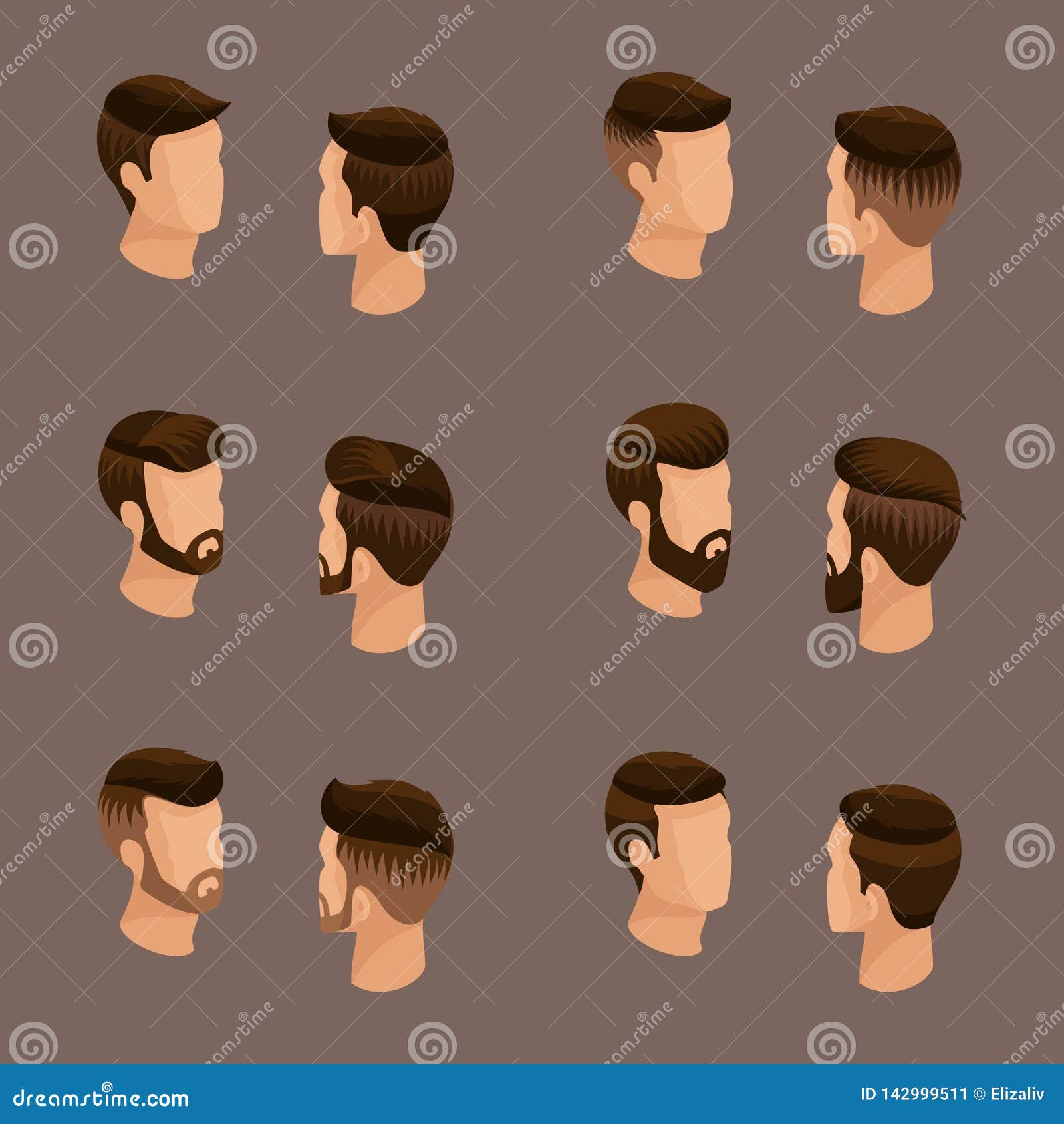 Isometric Set Men`s Hairstyles, Hipster Style Stock Vector - Illustration  of hair, design: 142999511