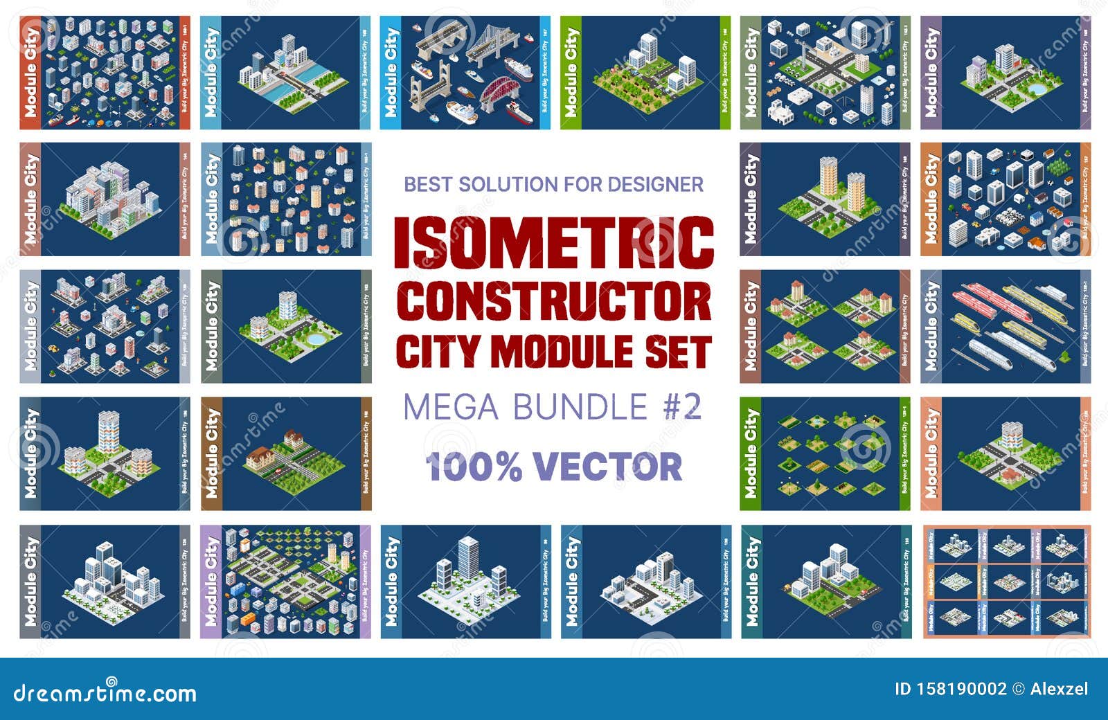 isometric set of blocks module of areas