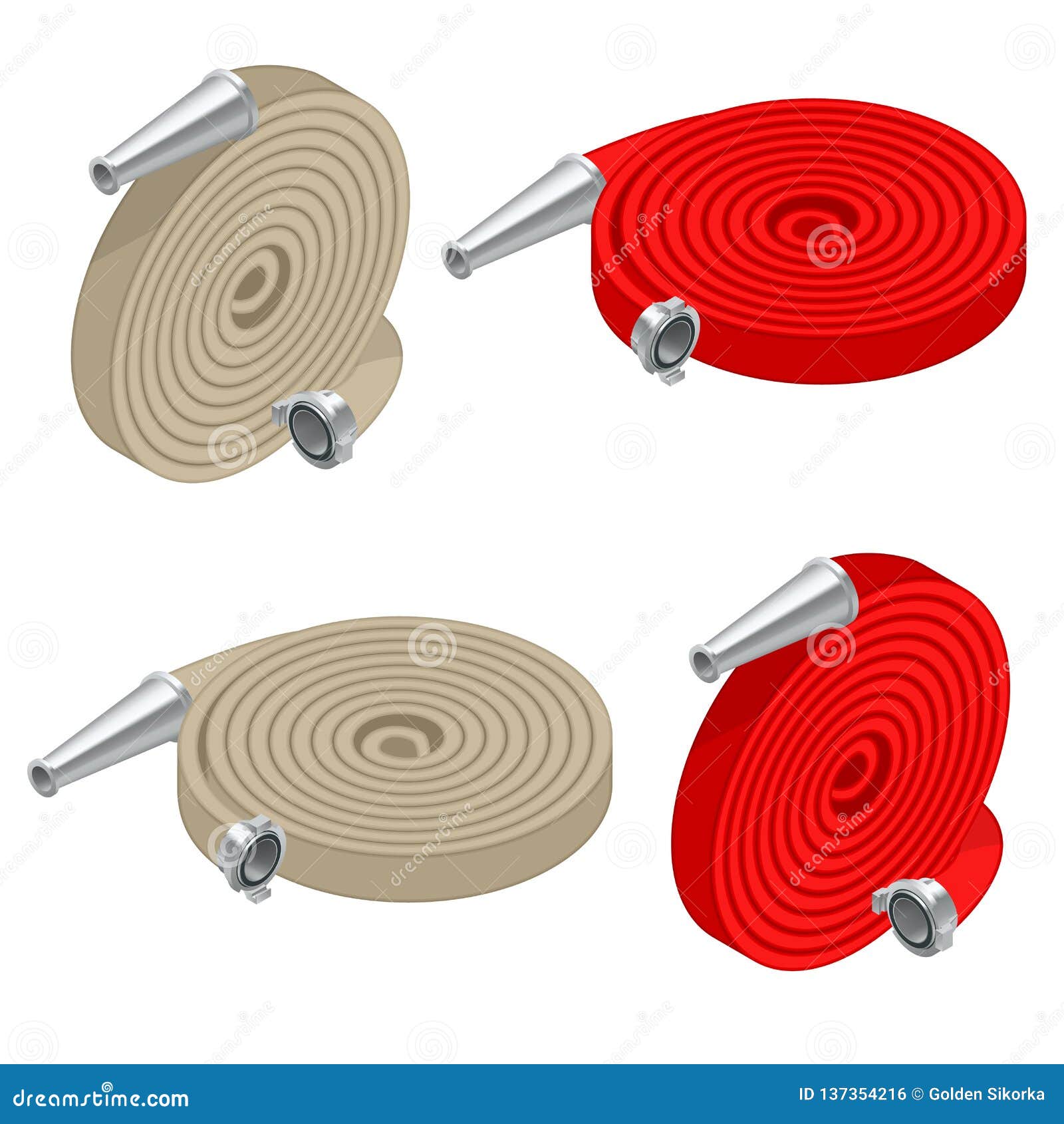 Isometric Set of Fire Hoses. Fire Safety and Protection Stock Vector -  Illustration of fighting, protection: 137354216