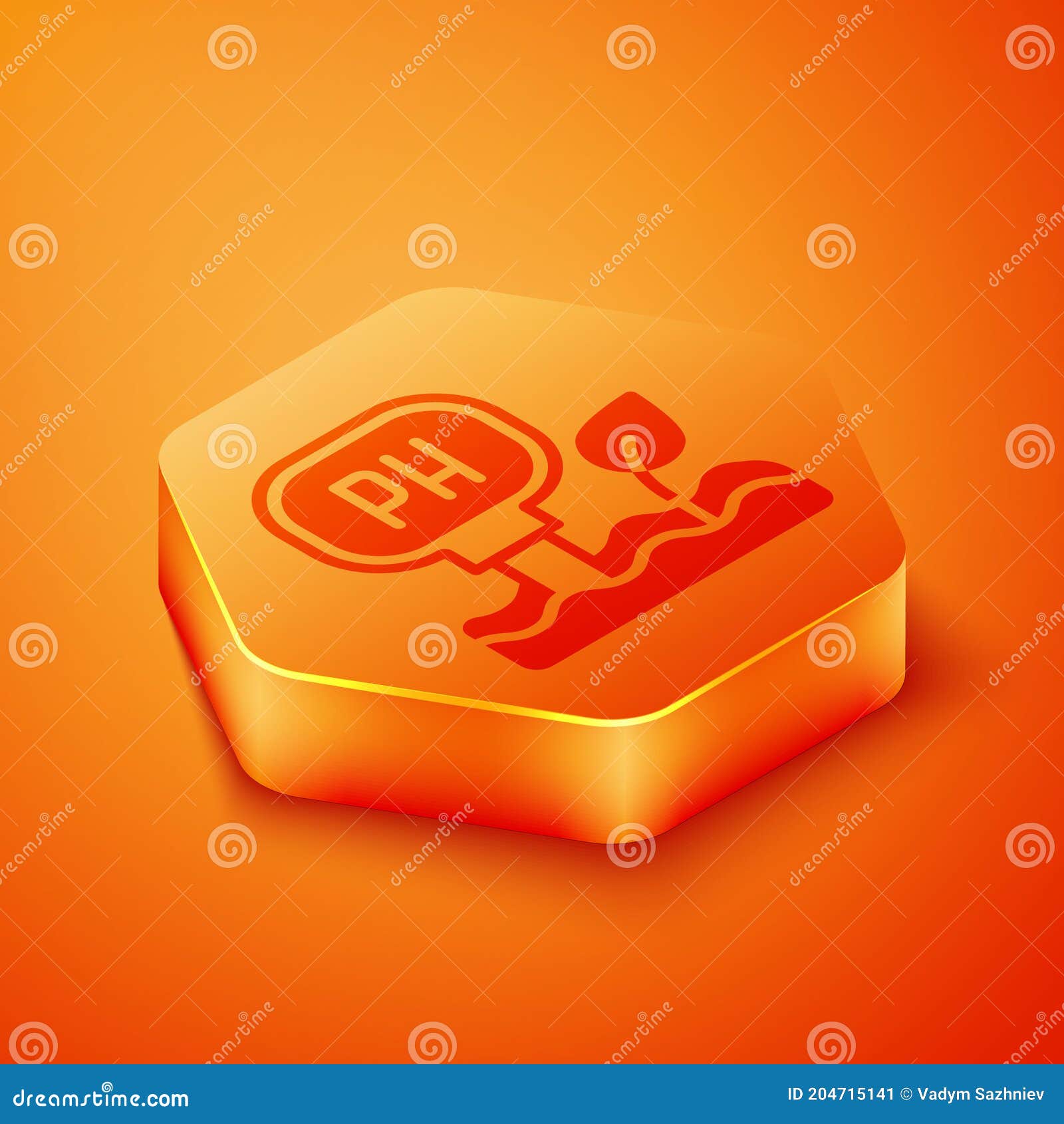 Isometric Soil Ph Testing Icon Isolated on Orange Background. PH Earth