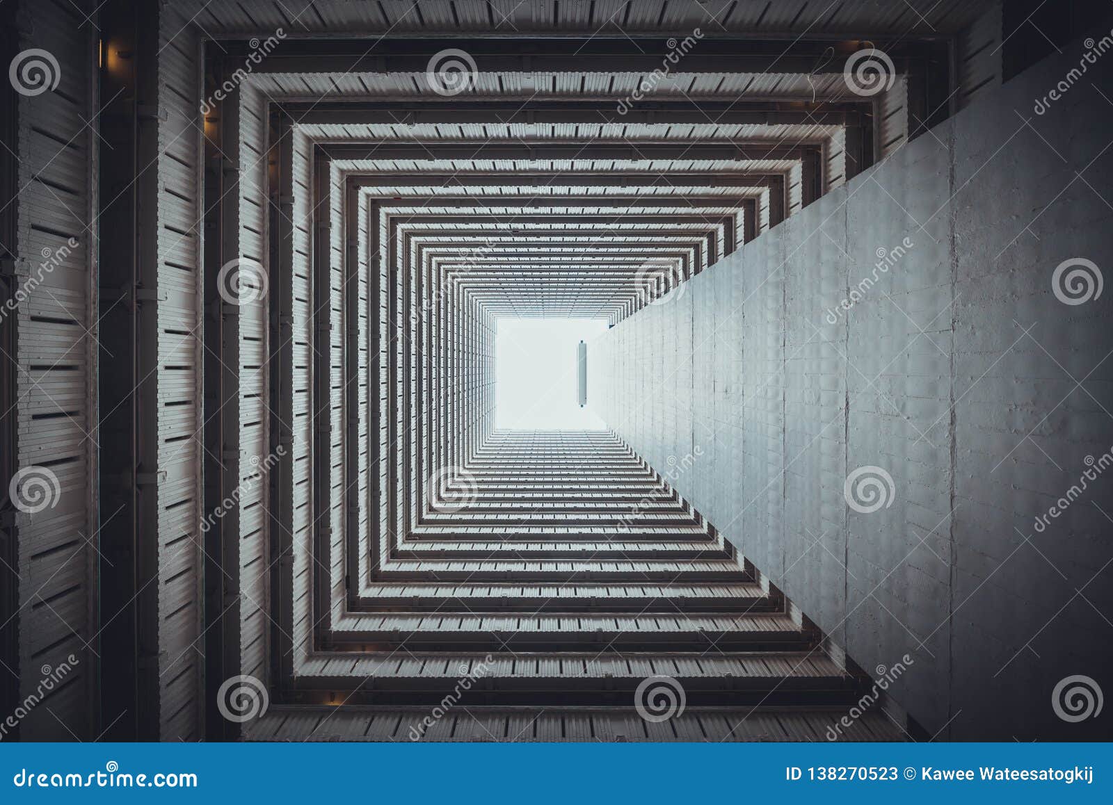 isometric square bottom view from inside building. architecture art,  abstract background, or construction industry concept