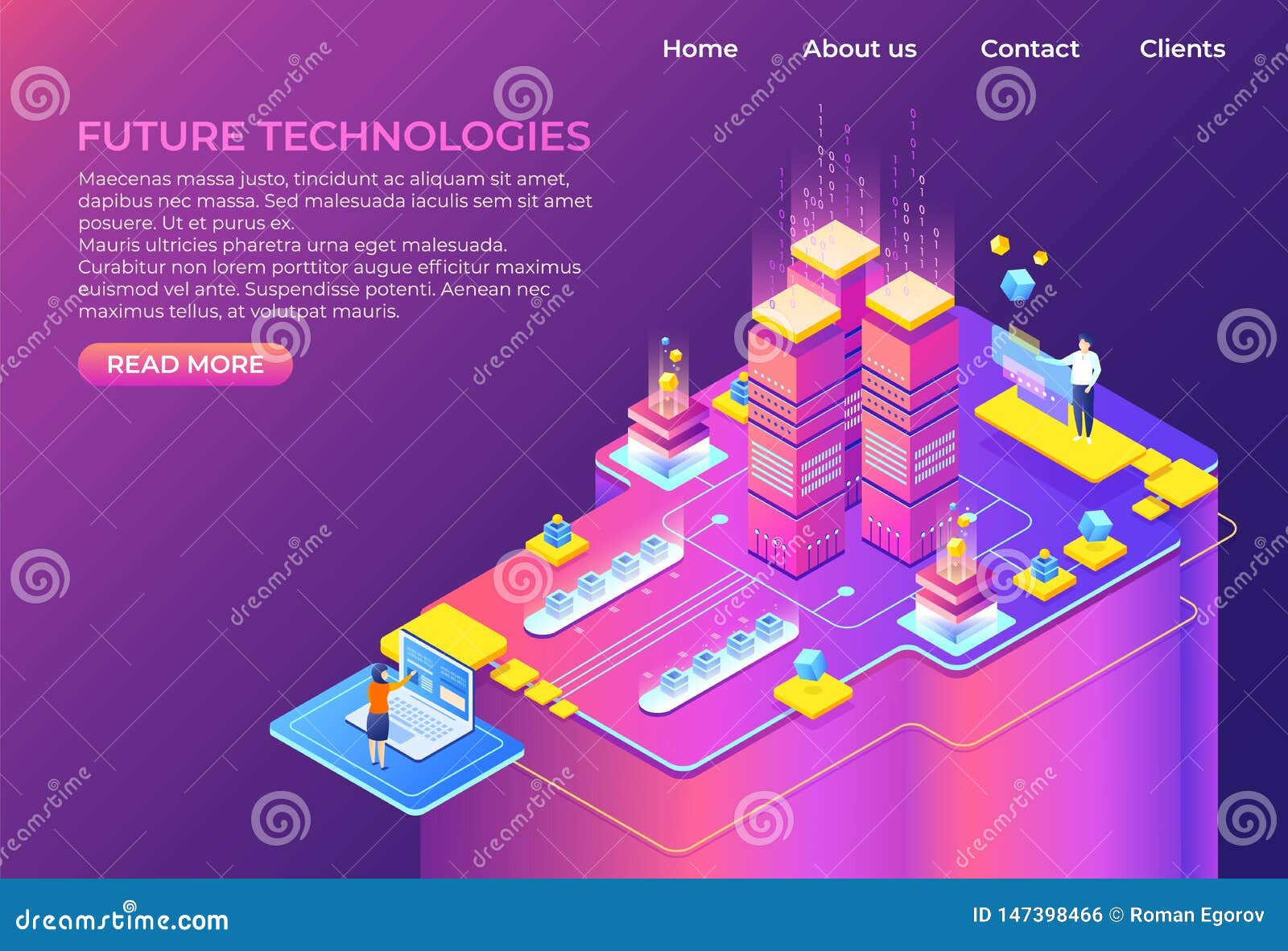 isometric technology concept. business 3d background, modern infographic , futuristic web page.  isometric